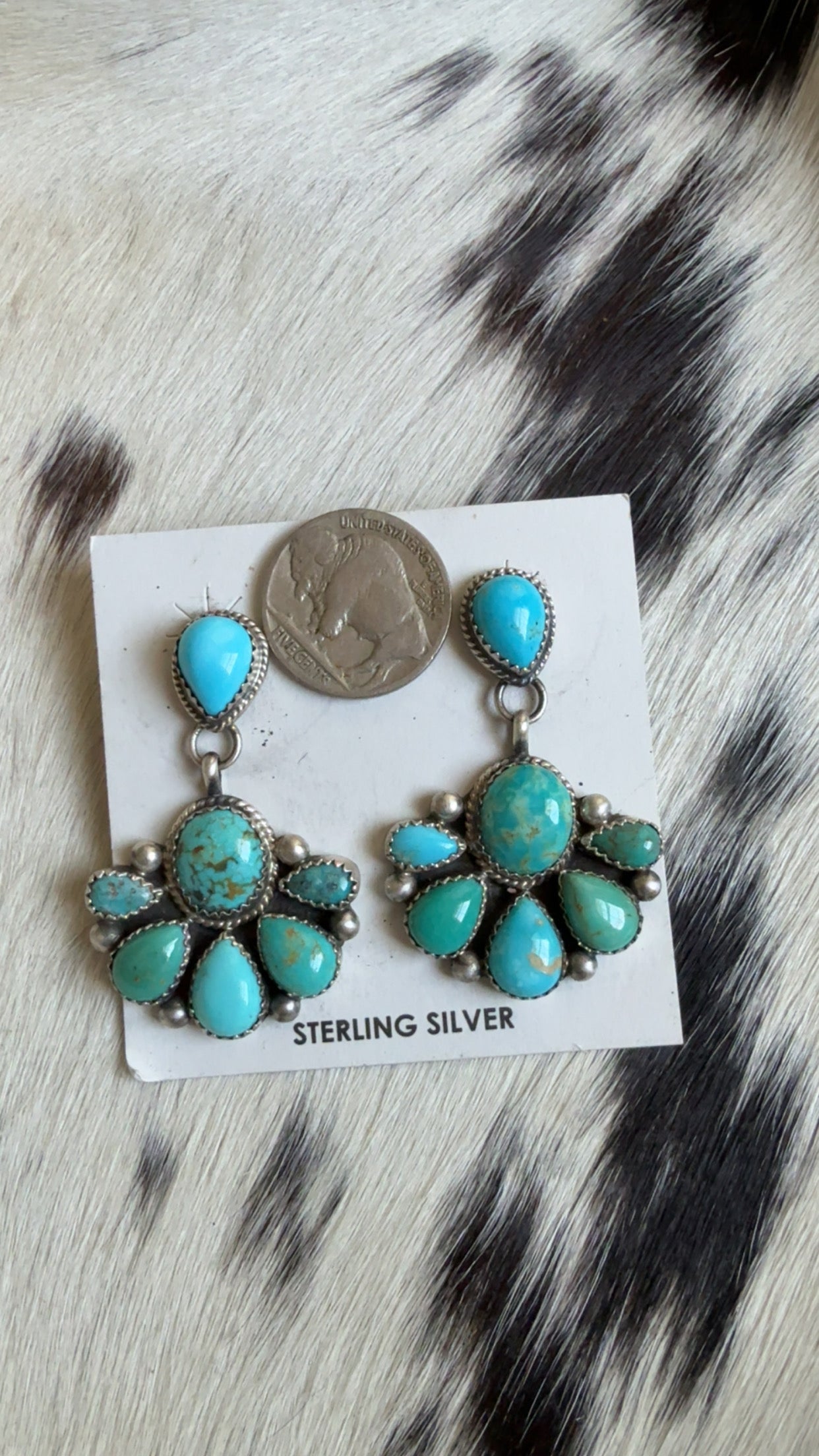 Native made turquoise statement earrings