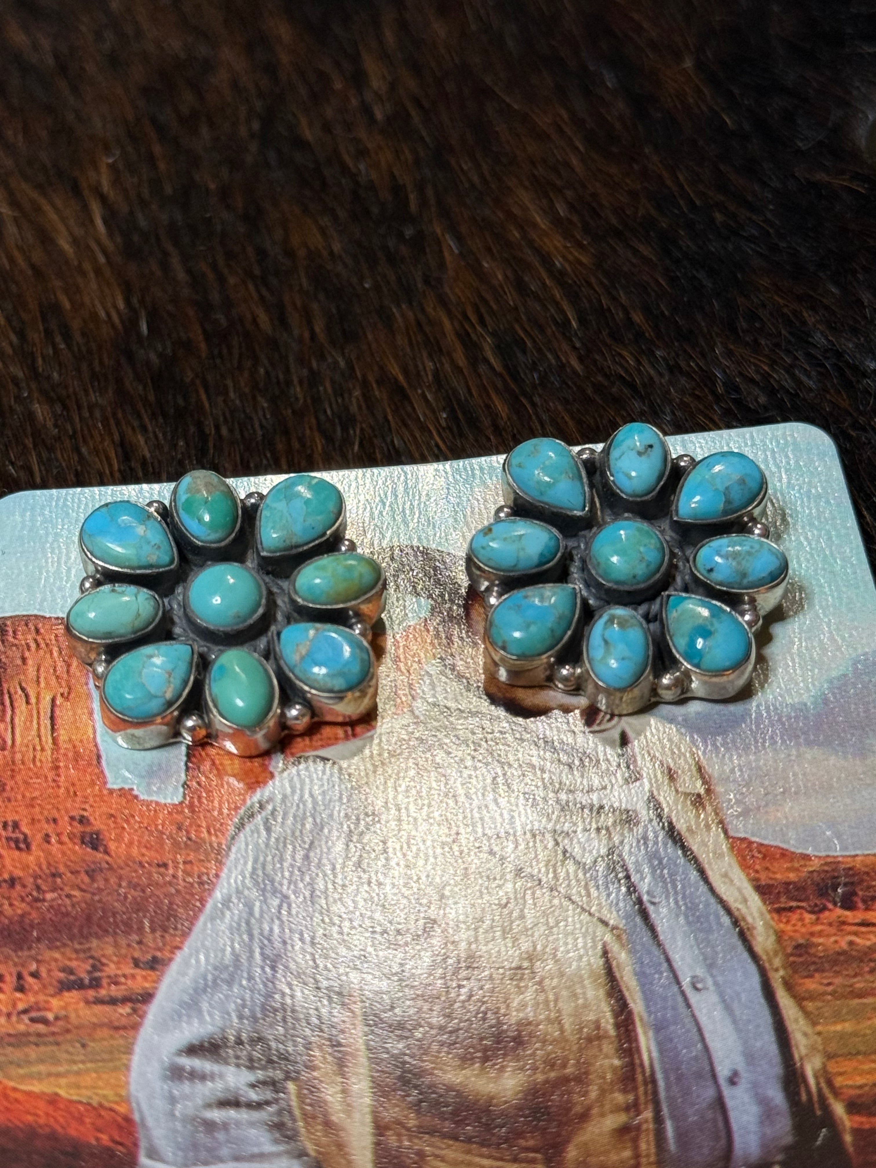 Turquoise cluster earrings