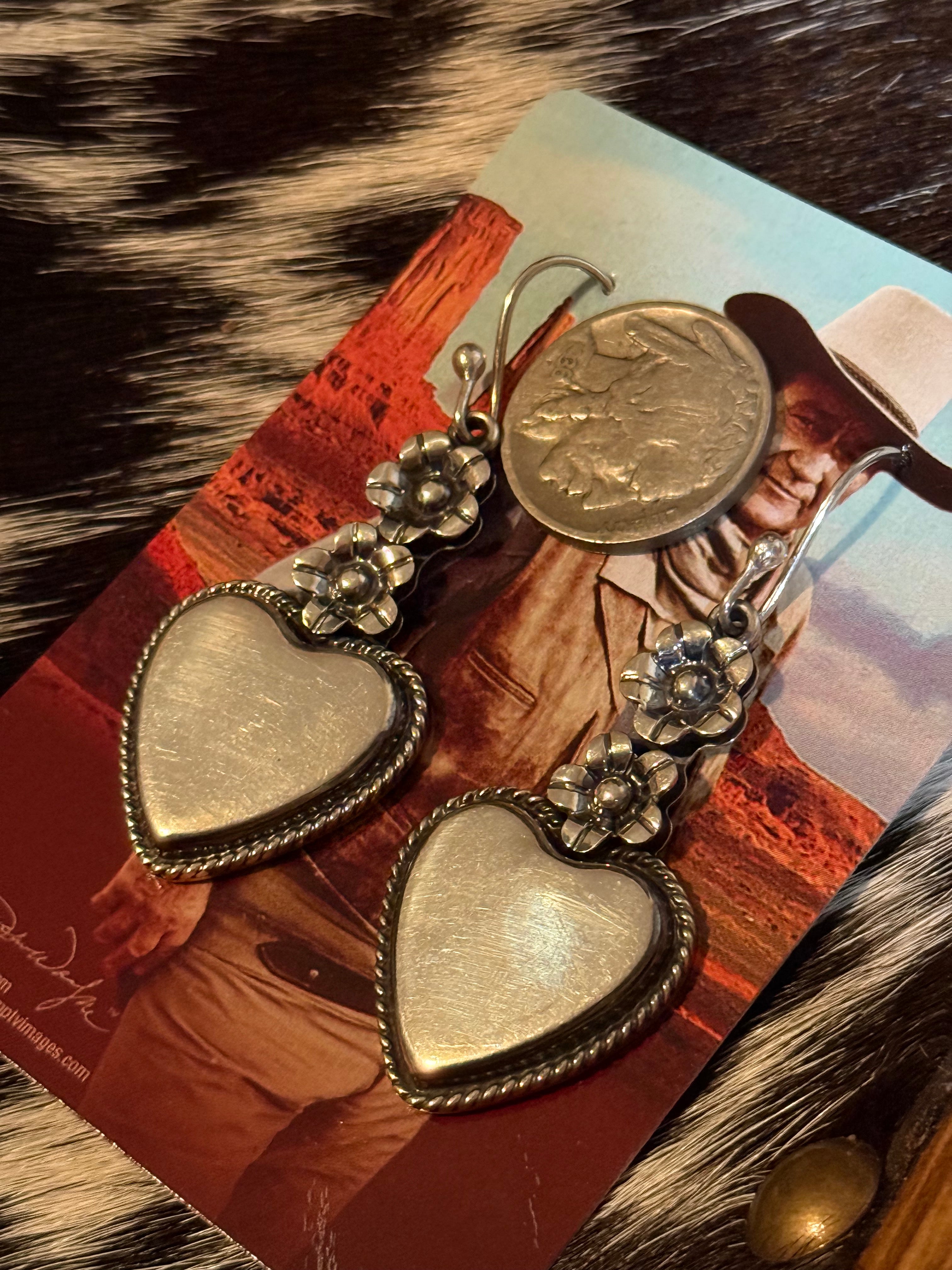 Taxco Mexico Sterling silver heart dangles
