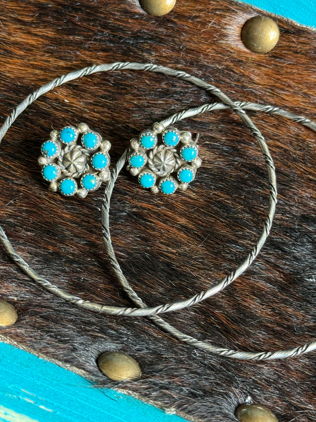 Native American turquoise hoops/bangles/pendants