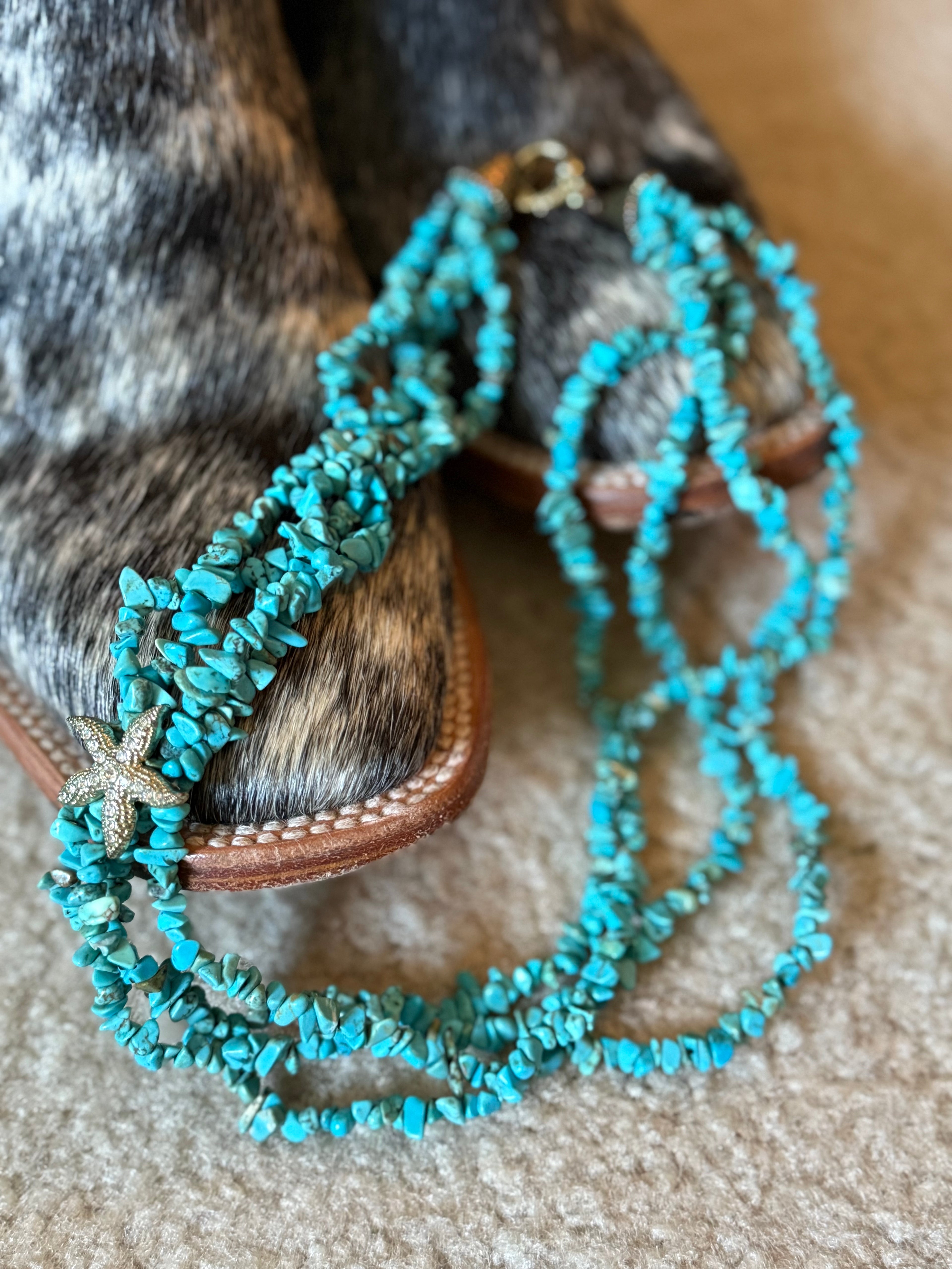 Turquoise chip multi strand necklace