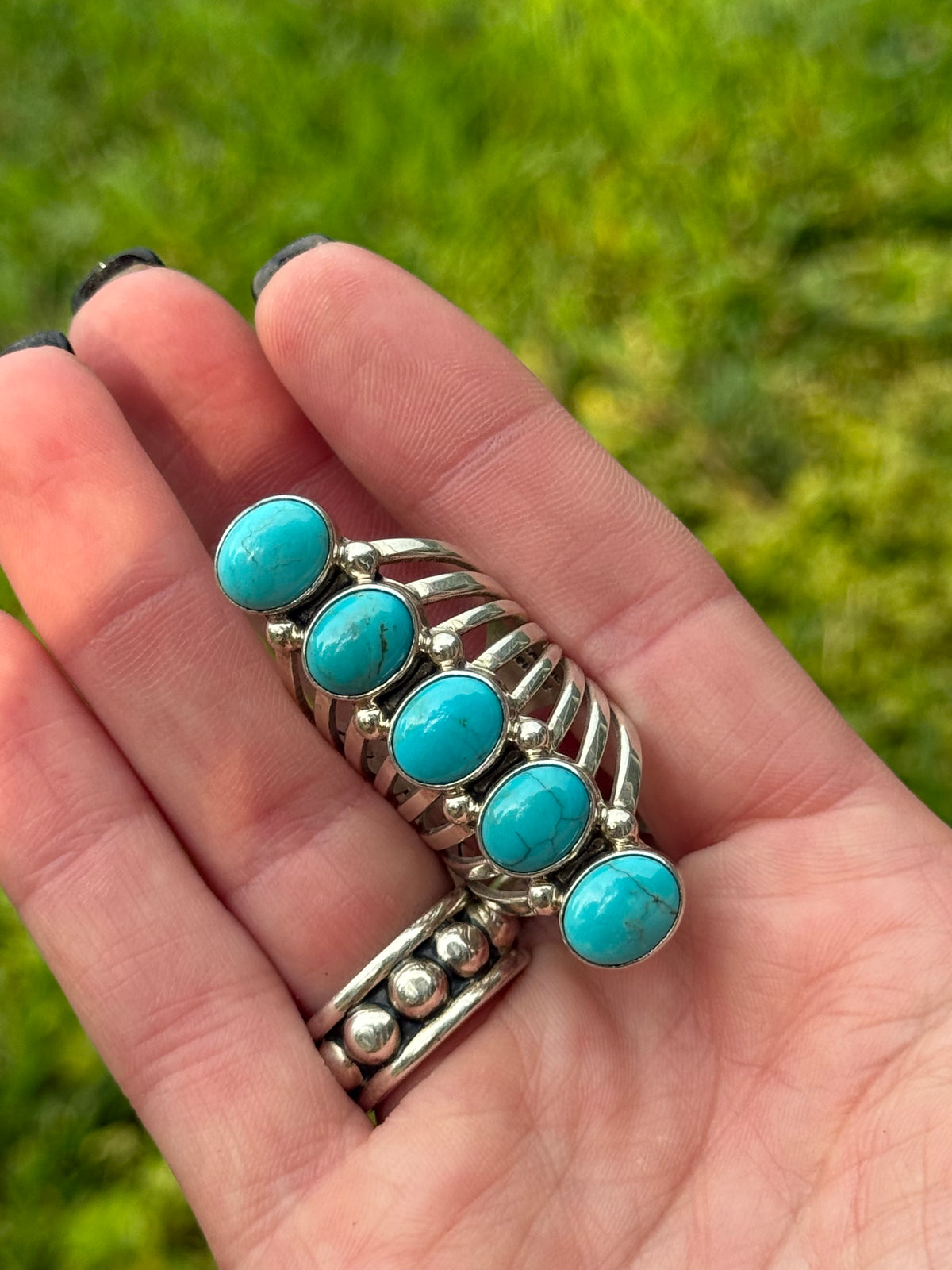 T. Yazzie 5 stone turquoise ring