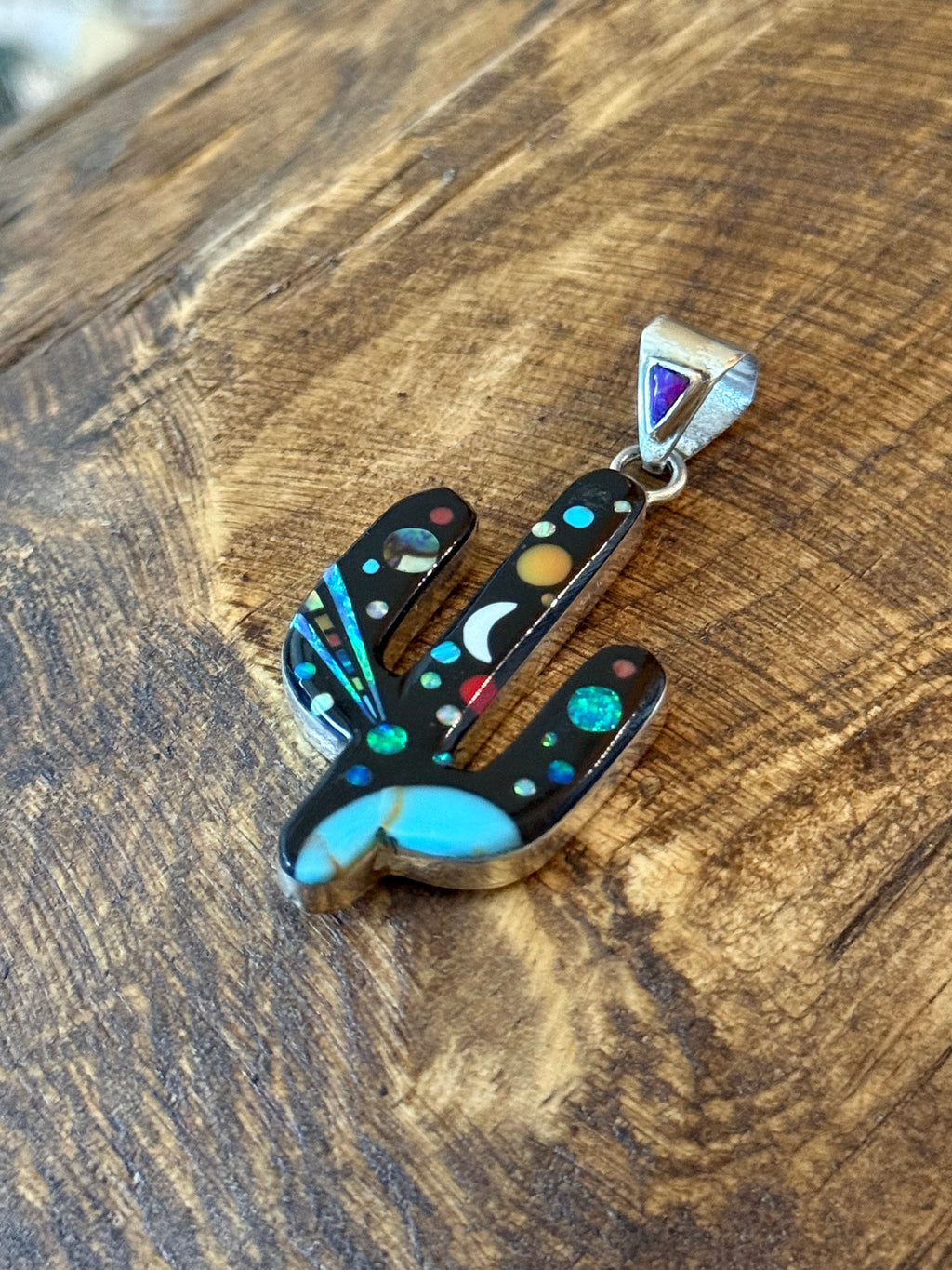 Cactus moon pendant