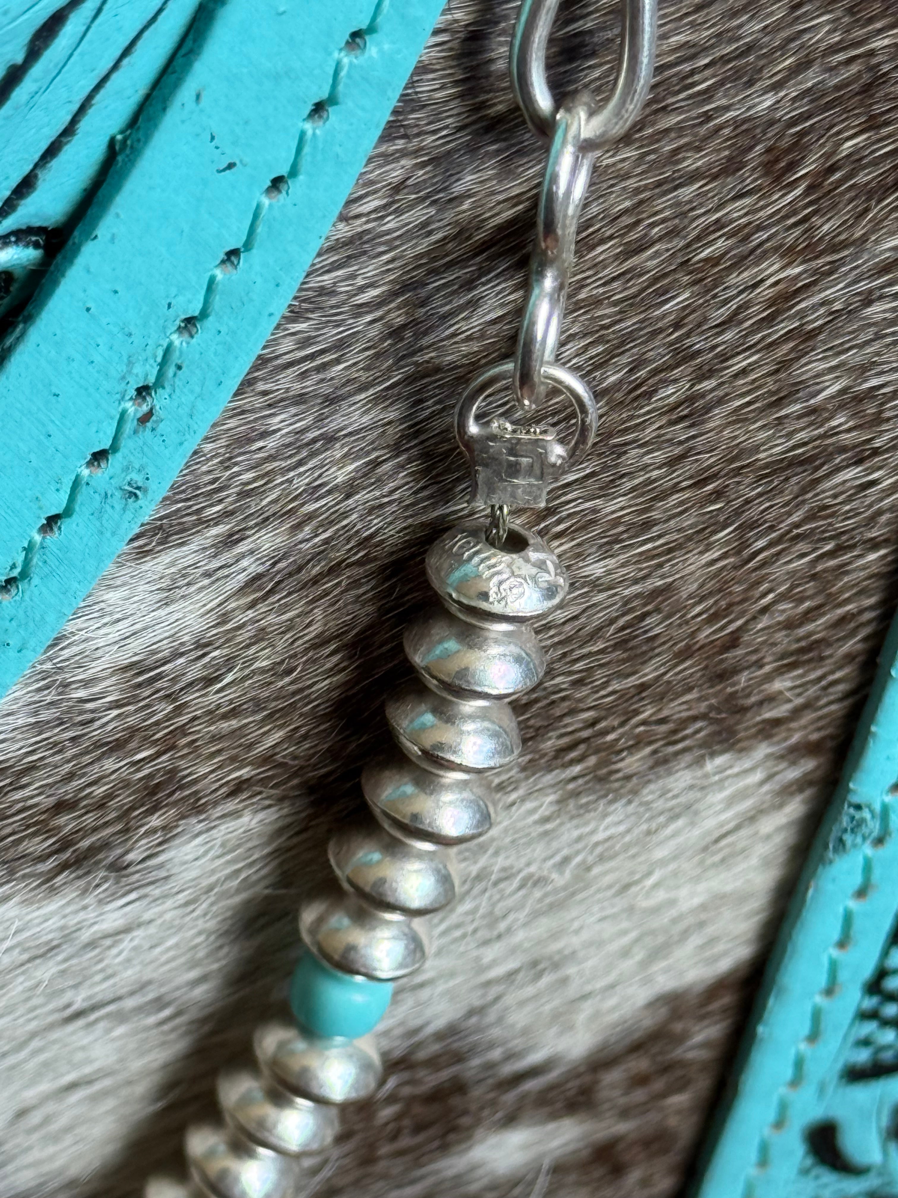 18” Native Crystal Haley 7 mm handmade Navajo pearls with turquoise necklace