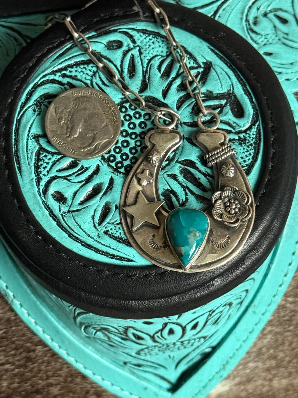 Turquoise horseshoe necklace