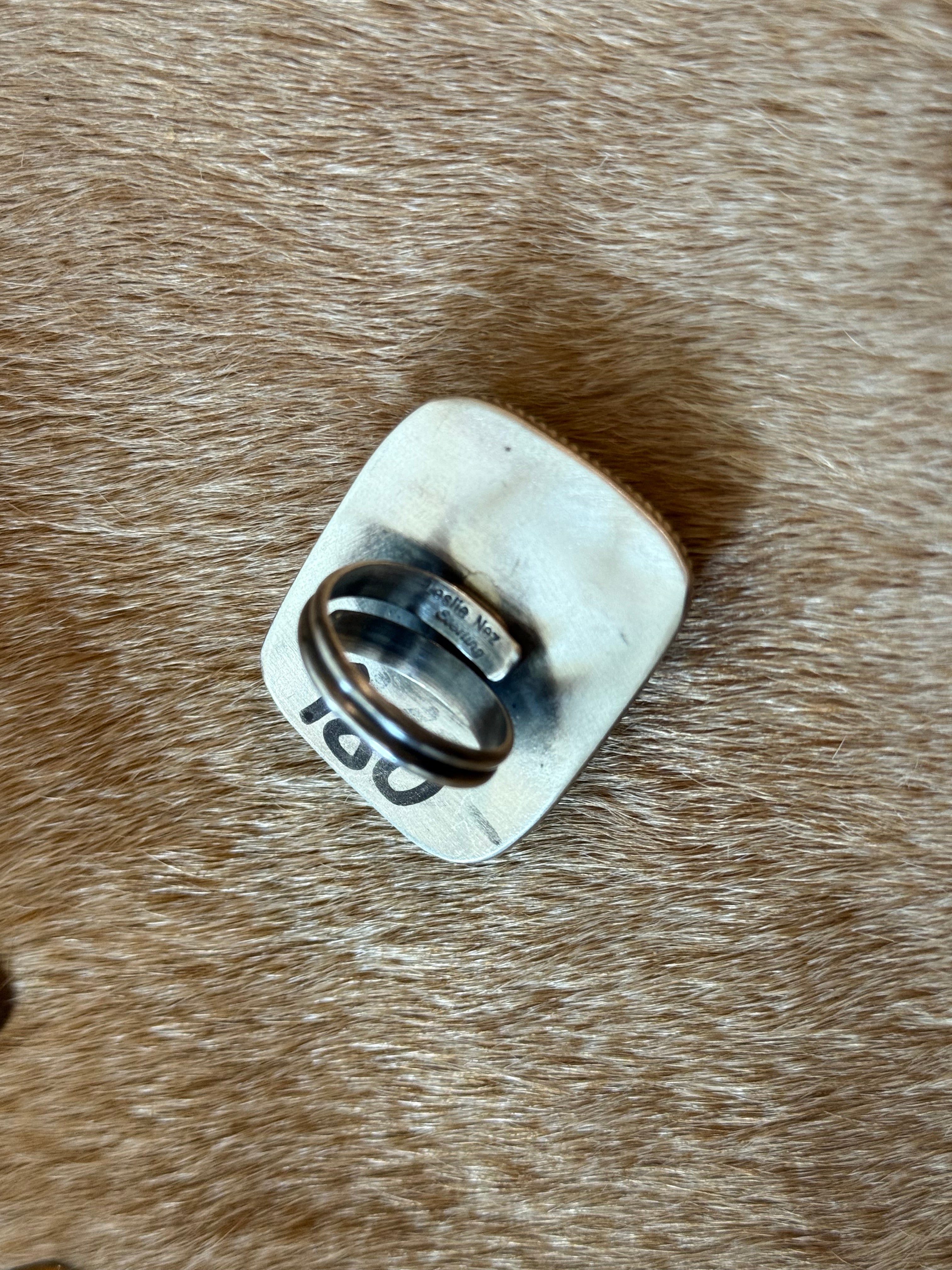 Native Leslie Nez turquoise slab ring