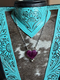 Native purple spiny heart necklace