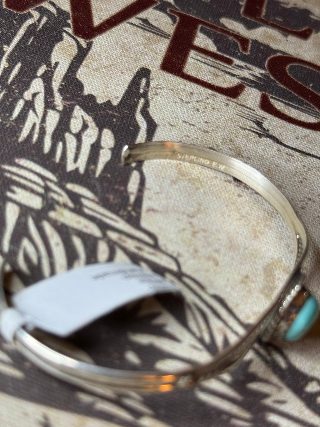 Esther White Navajo handmade turquoise cuff