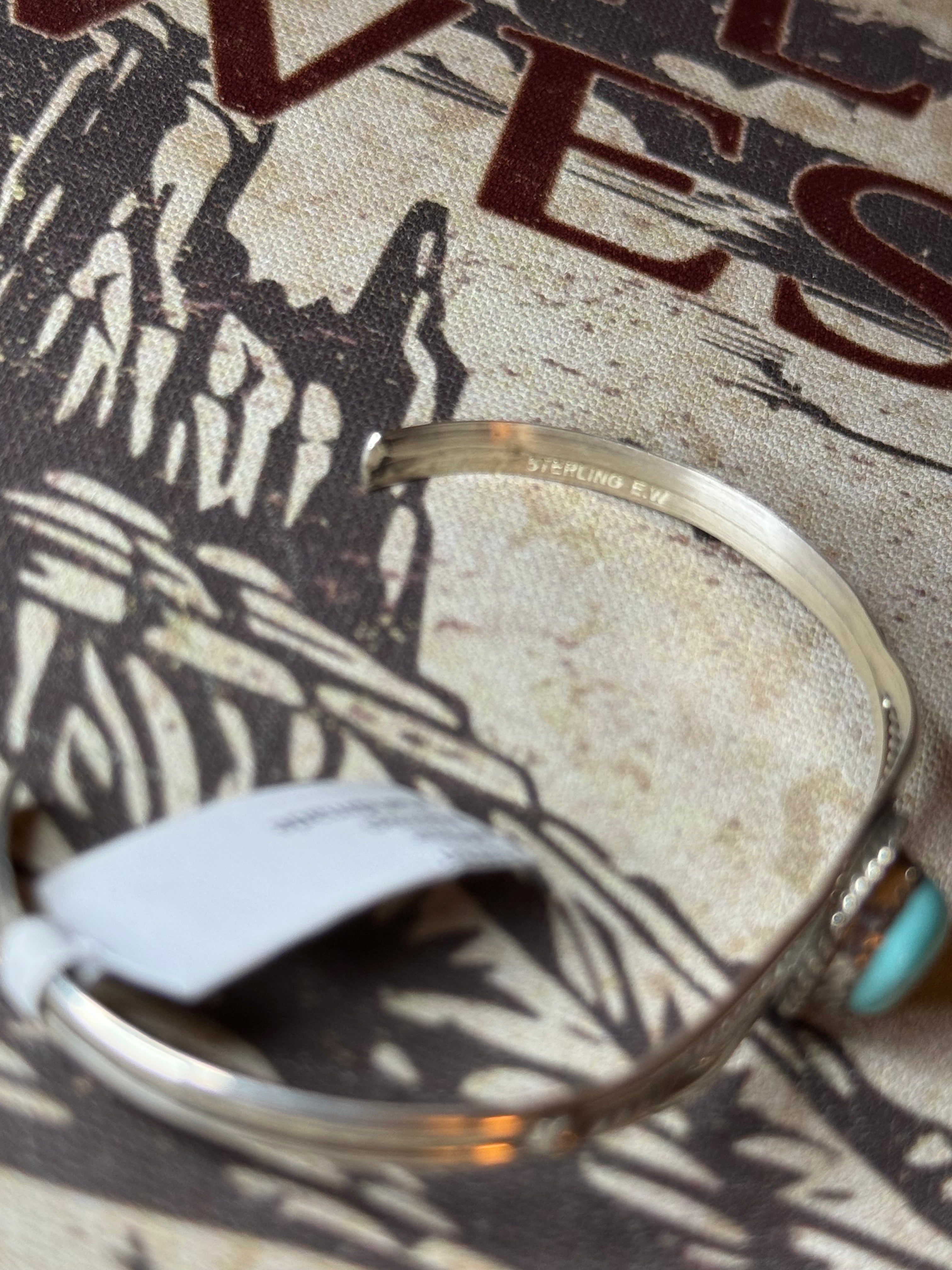 Esther White Navajo handmade turquoise cuff
