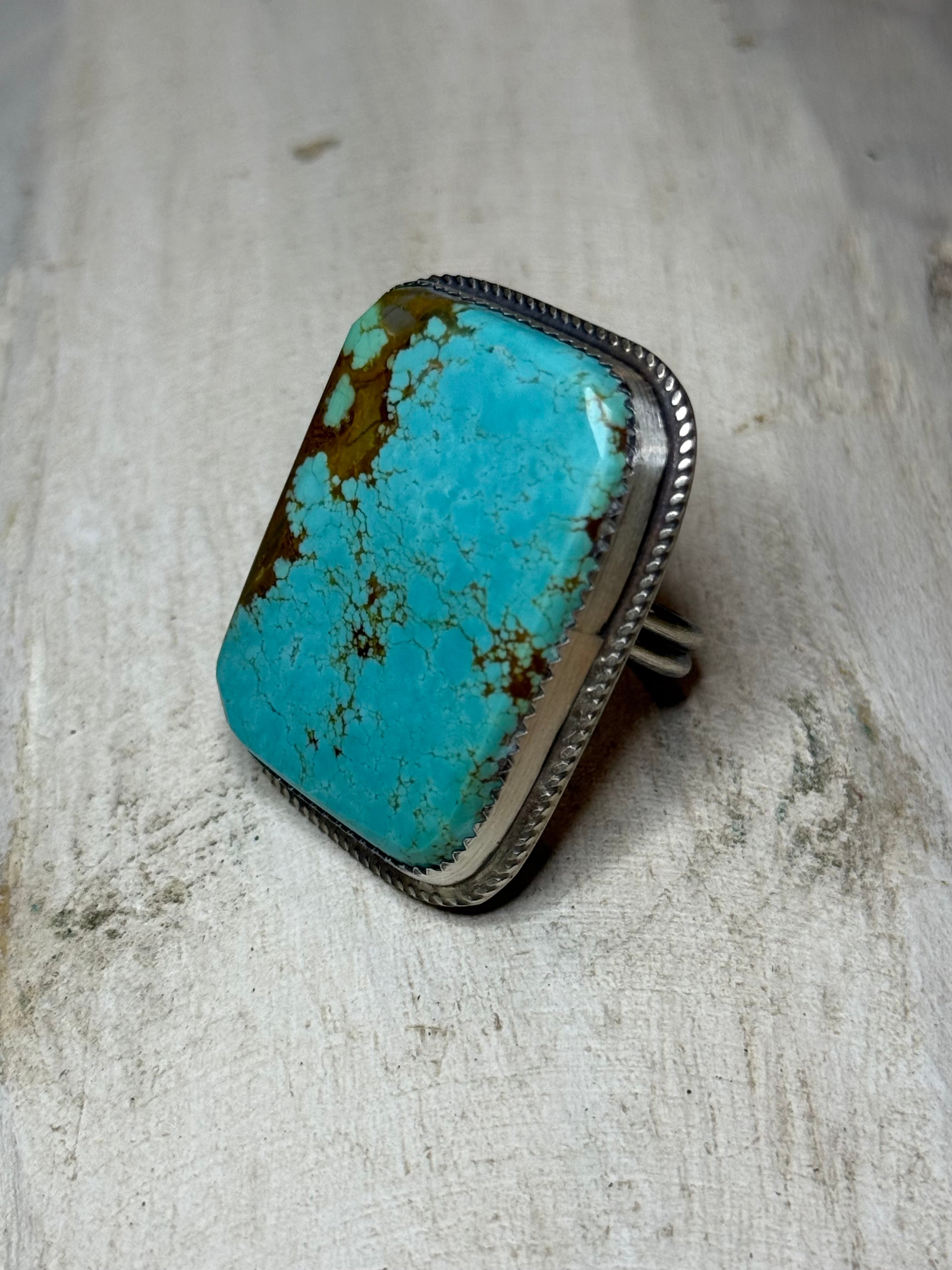 Native Leslie Nez turquoise slab ring