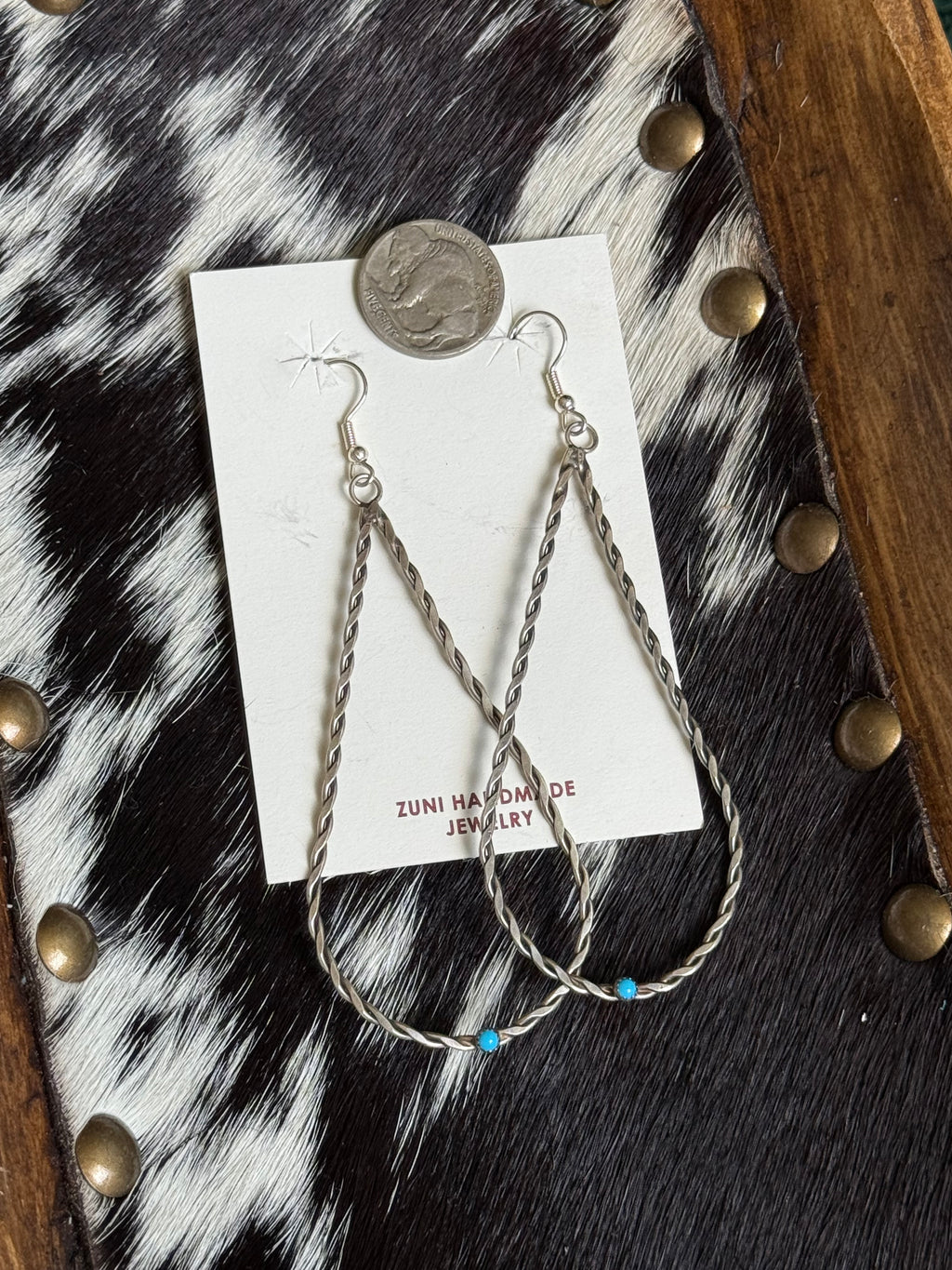 Zuni handmade teardrop turquoise earrings