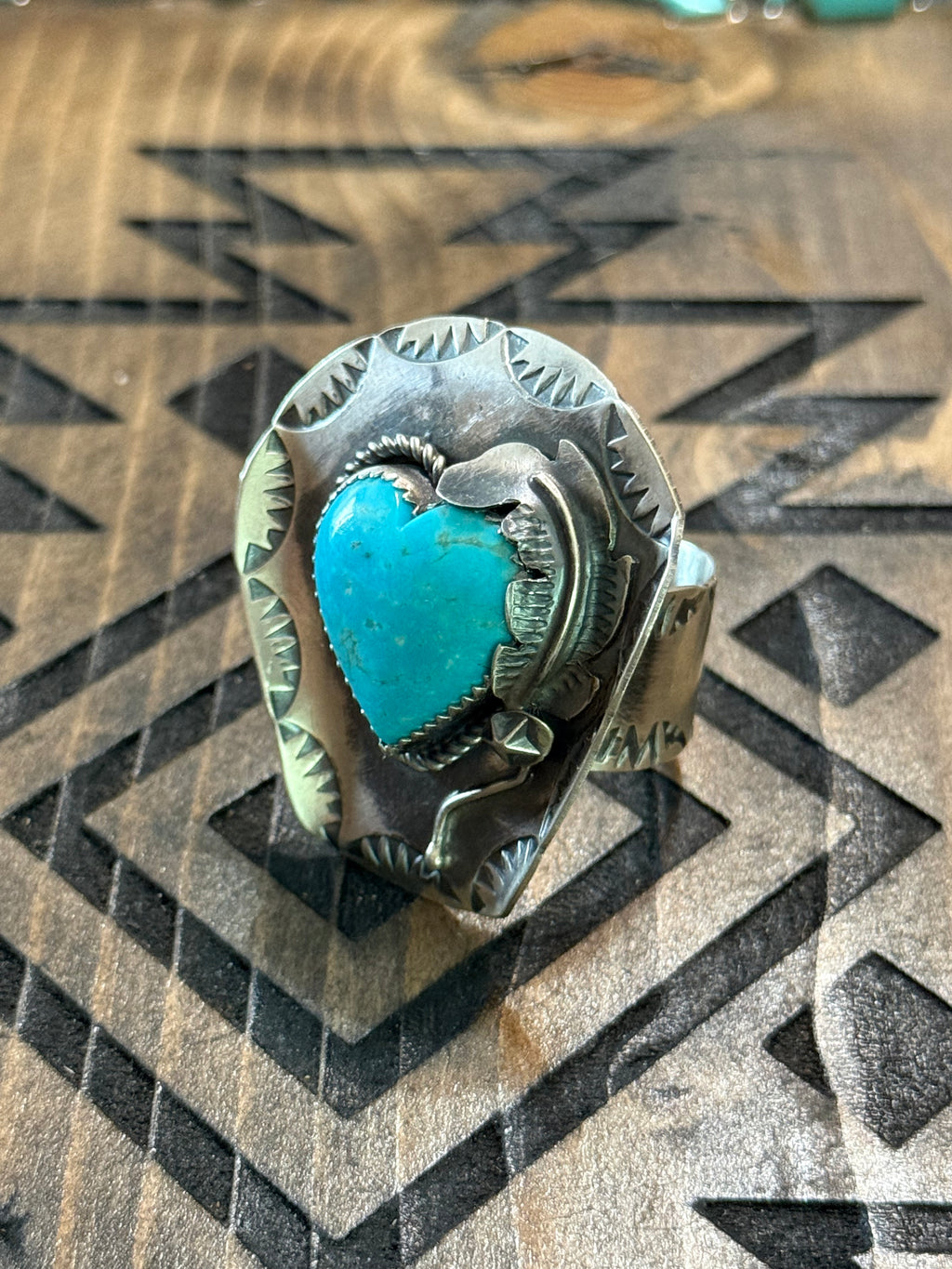 Tim Yazzie handmade cowboy hat with turquoise heart