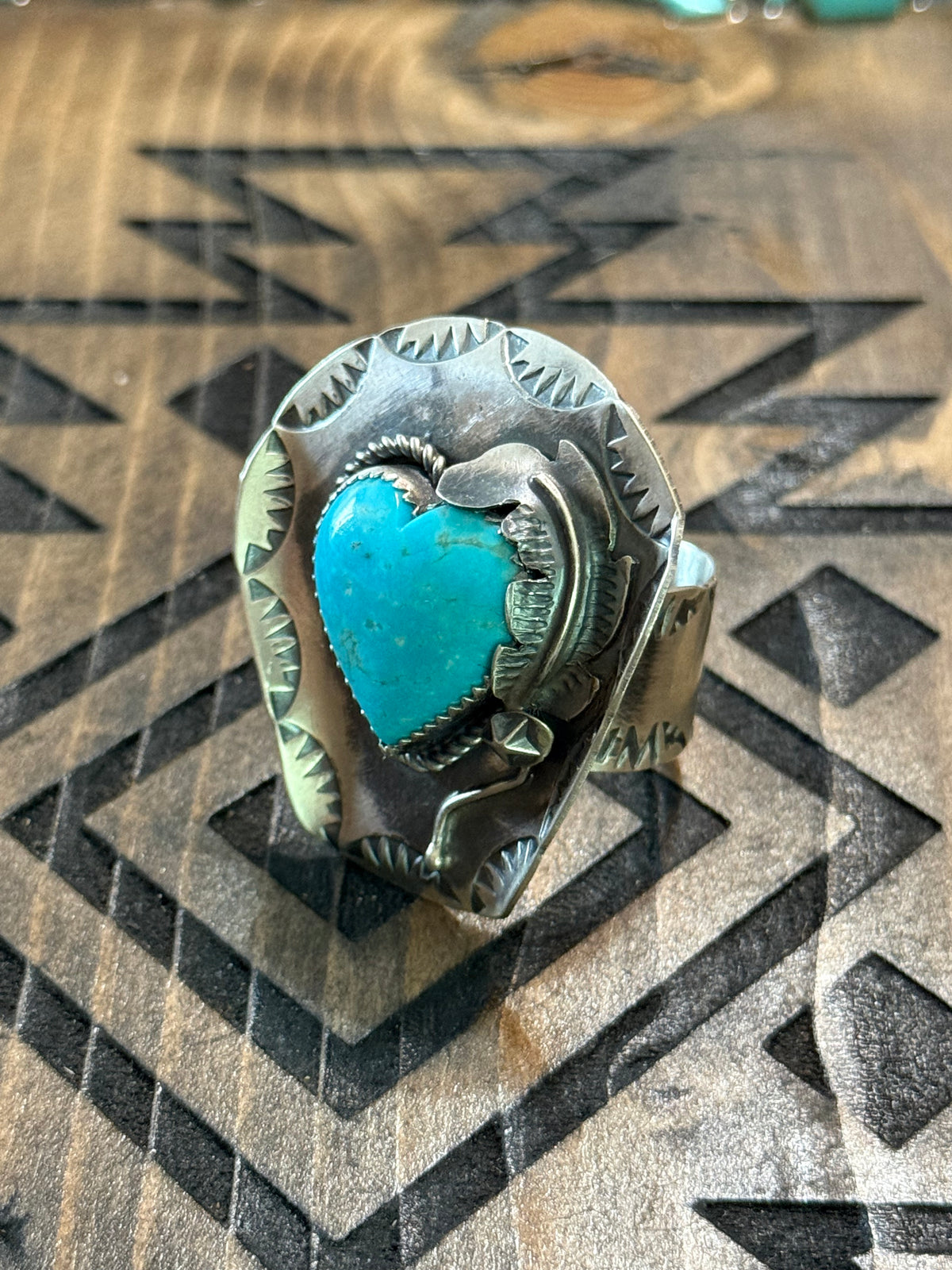 Tim Yazzie handmade cowboy hat with turquoise heart