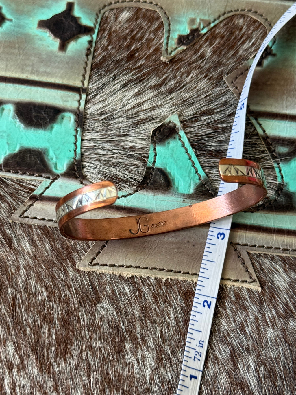 Native made Sterling silver and copper cuff