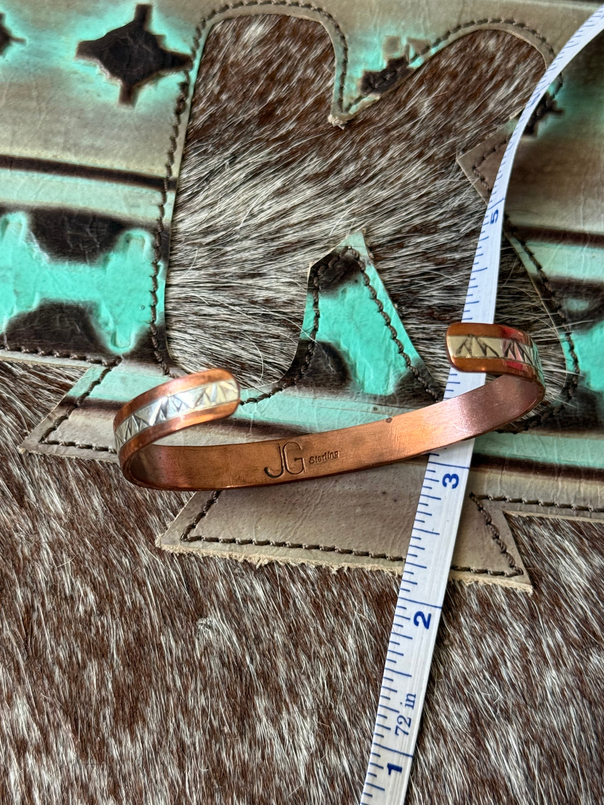 Native made Sterling silver and copper cuff