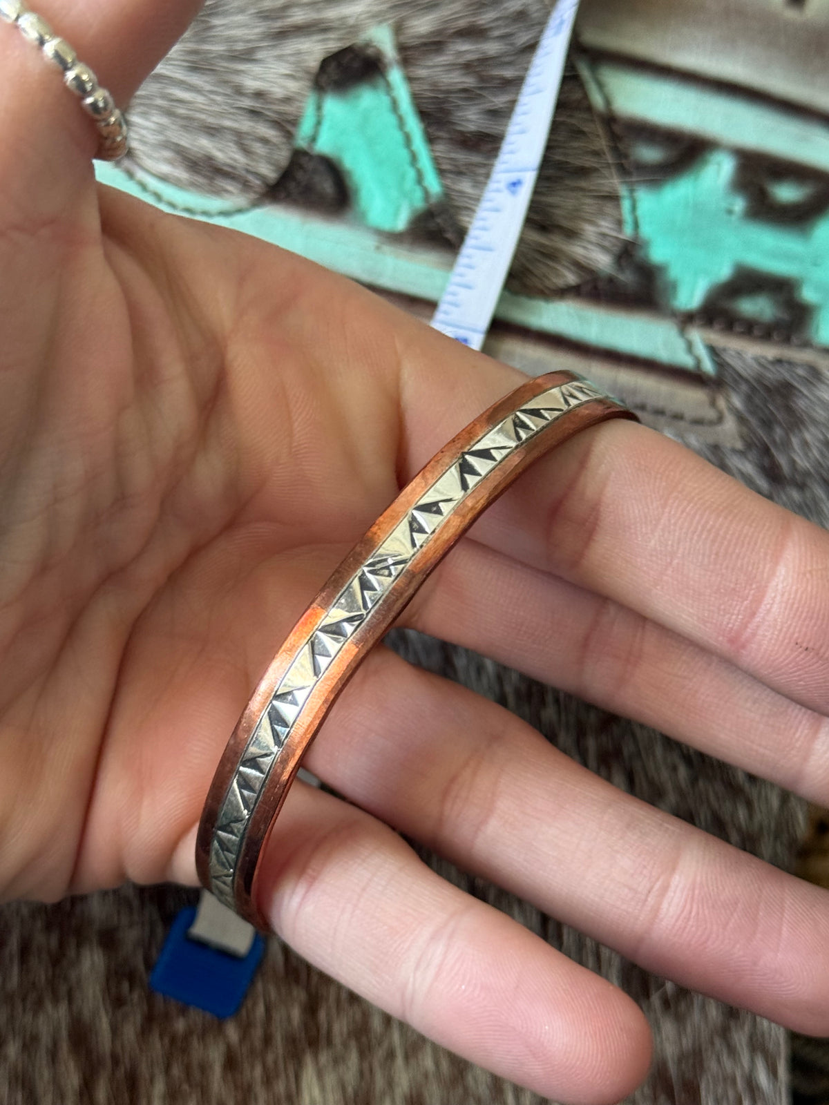 Native made Sterling silver and copper cuff