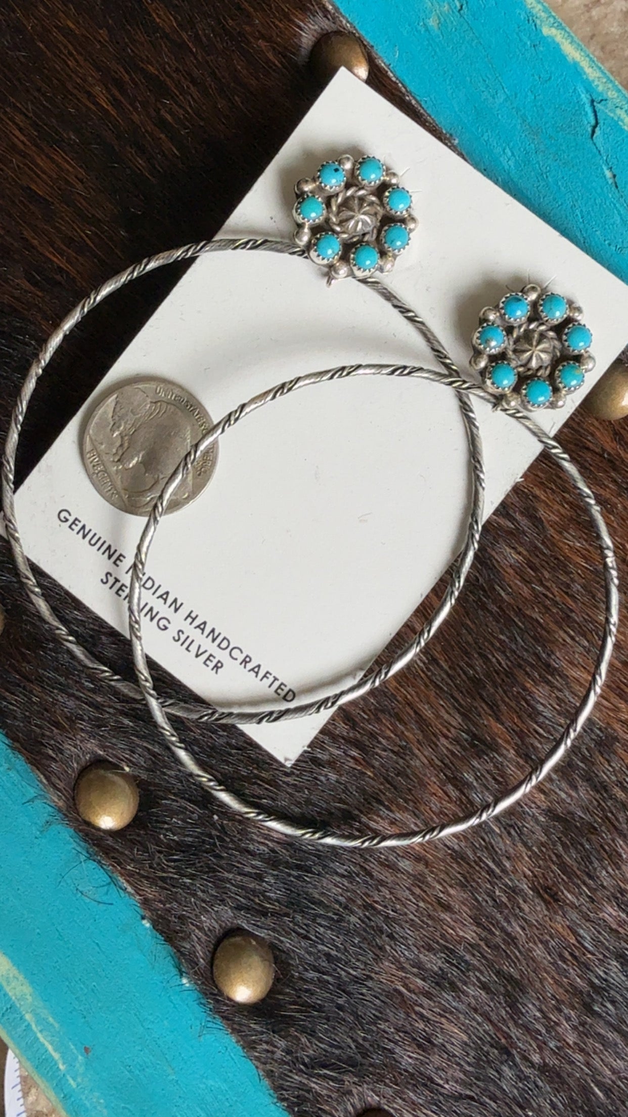 Native American turquoise hoops/bangles/pendants
