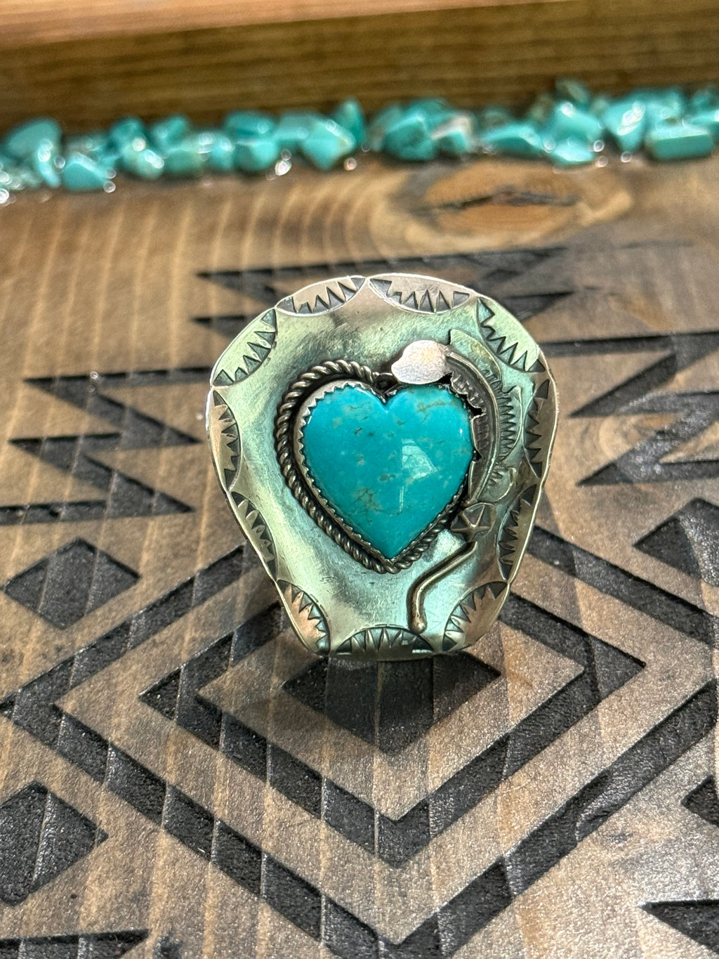 Tim Yazzie handmade cowboy hat with turquoise heart