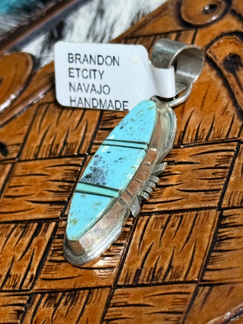 Navajo turquoise inlay pendant