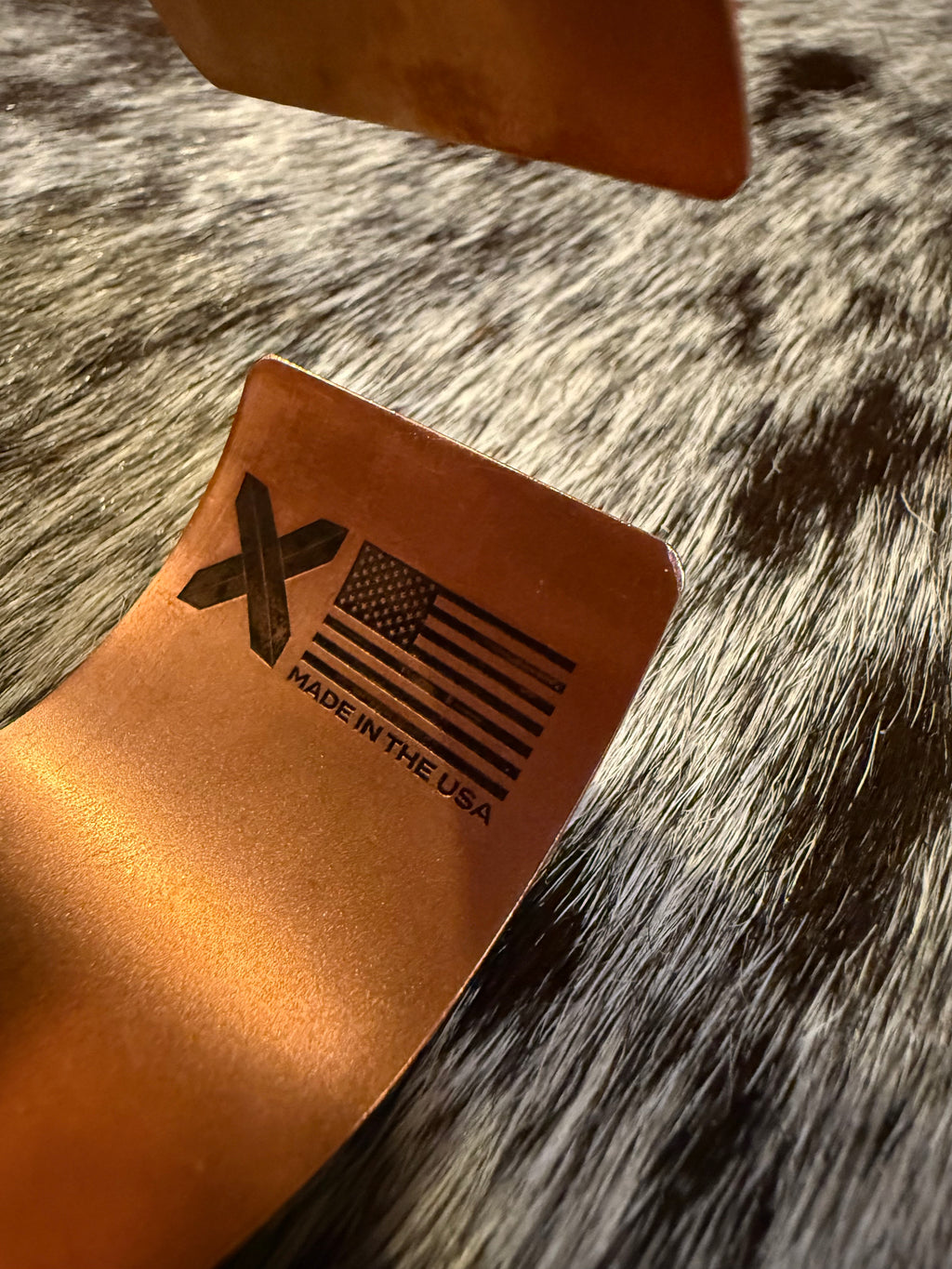 Copper horse etched cuff