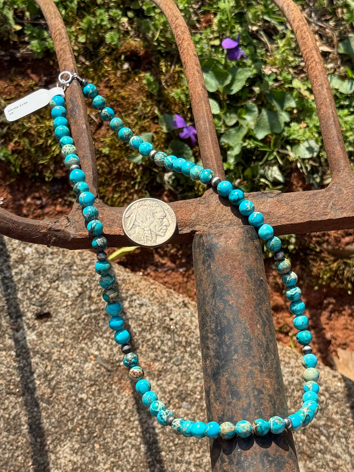18” turquoise Jasper & sterling silver necklace