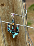 Inlay cactus pendant