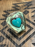Tim Yazzie handmade cowboy hat with turquoise heart
