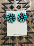 Native American Debra Smith handmade turquoise cluster earrings