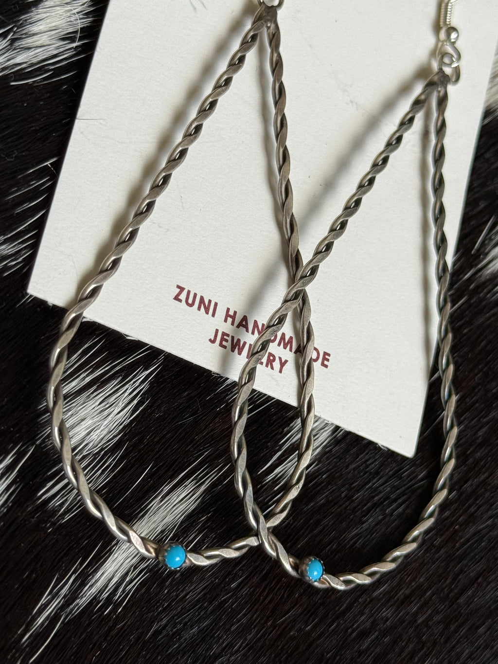 Zuni handmade teardrop turquoise earrings