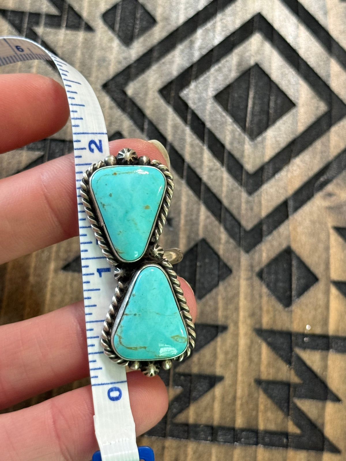 Native Eugene Belone turquoise adjustable ring