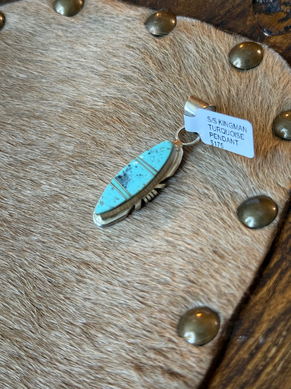 Native Brandon Etcity turquoise inlay pendant