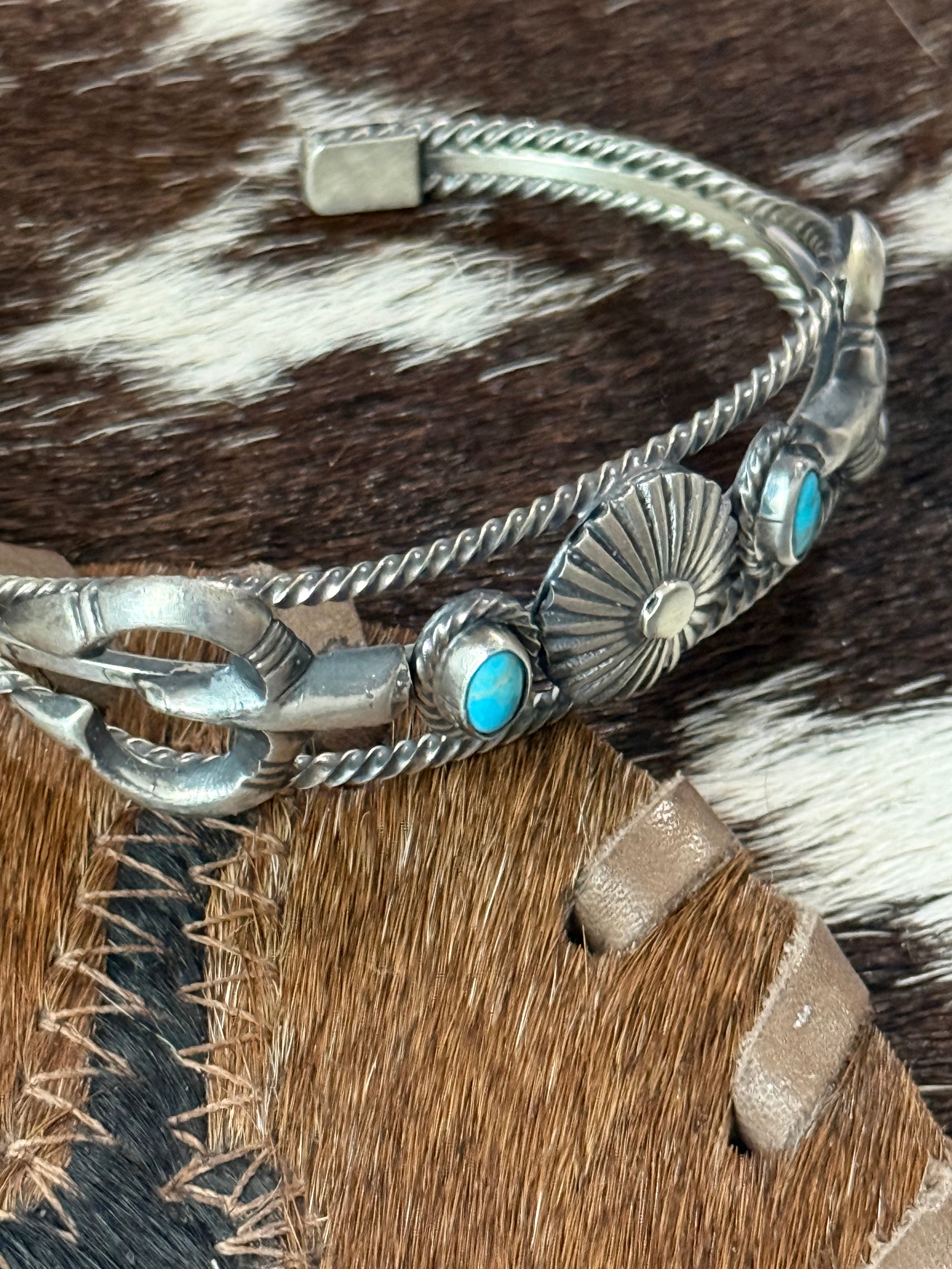 Navajo handmade turquoise cuff by Bobby Platero