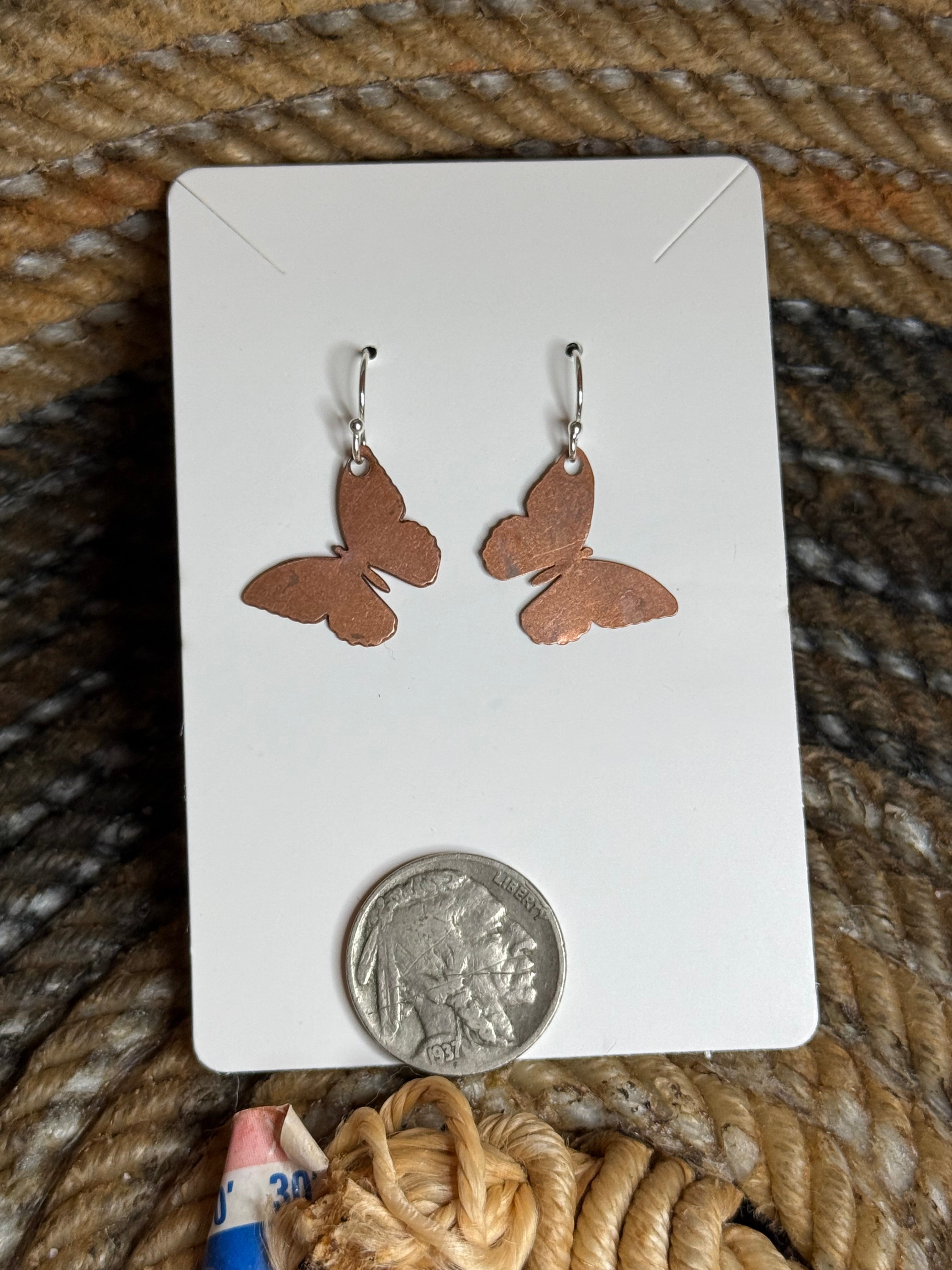 Copper butterfly earrings