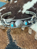 Navajo handmade turquoise cuff by Bobby Platero