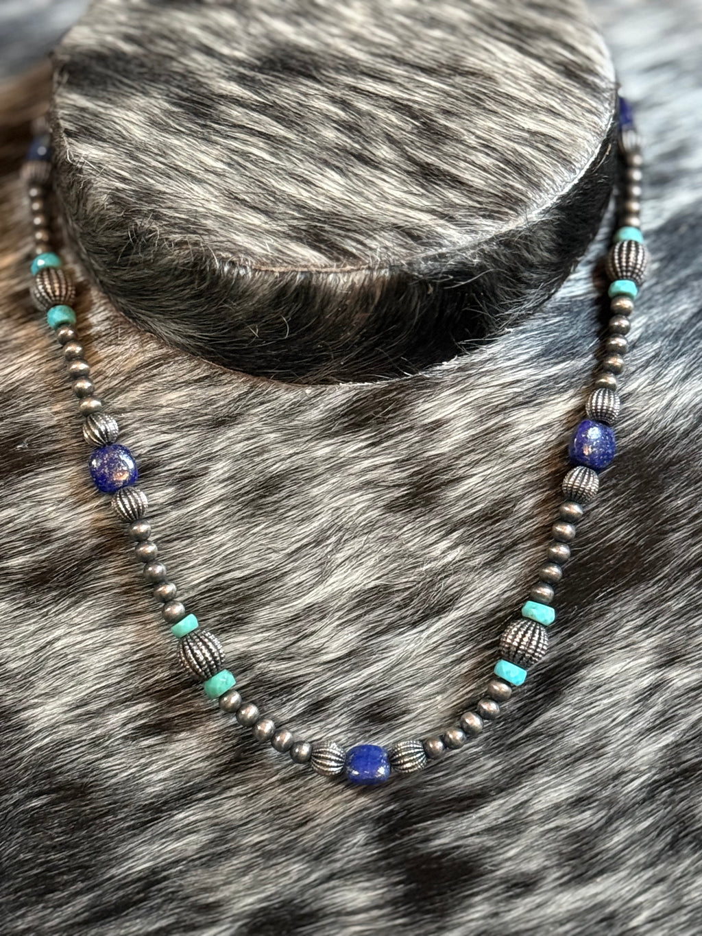 Native made turquoise and blue lapis necklace