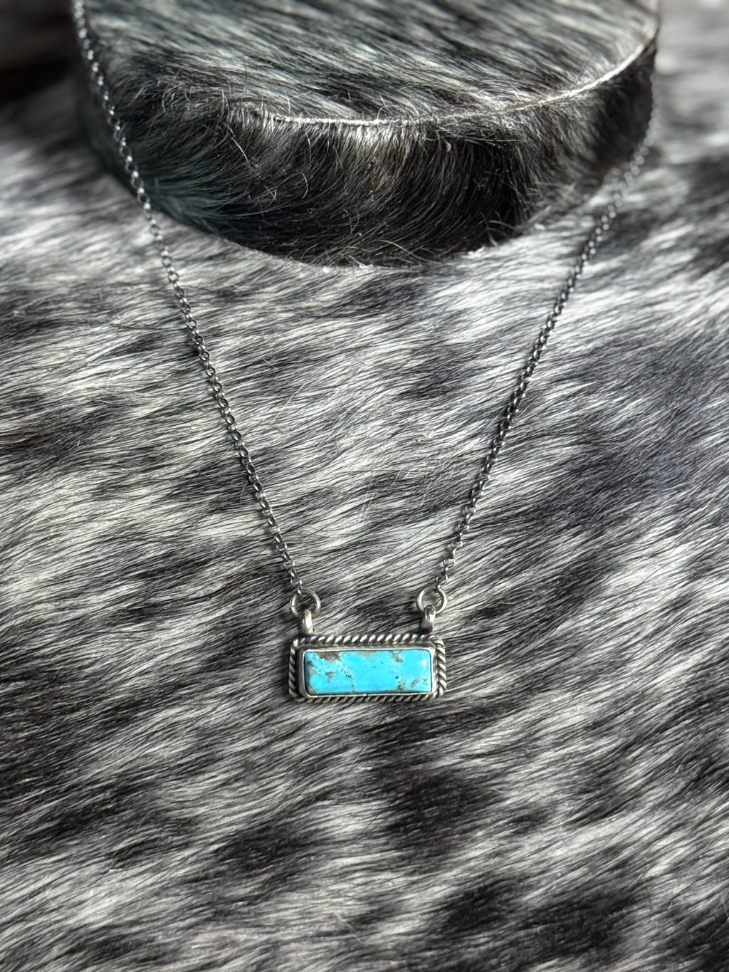 Navajo Johnny Dixon turquoise bar necklace