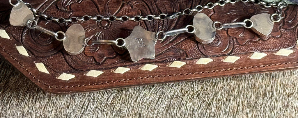Navajo handmade Turquoise, orange spiny, cotton candy star choker necklace