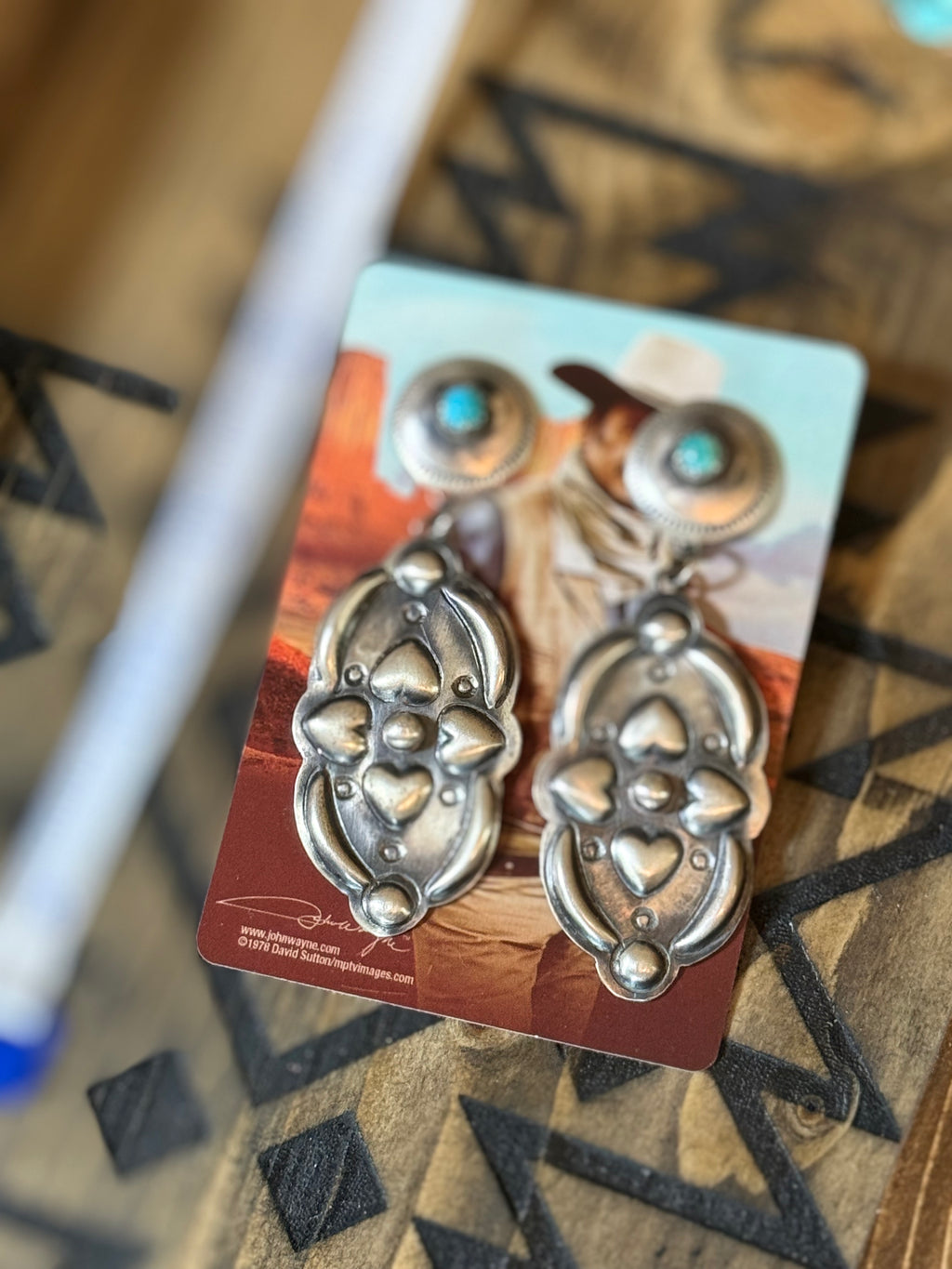 Native Tim Yazzie turquoise & hearts earrings