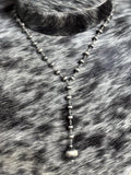 Sterling silver rosary lariat necklace