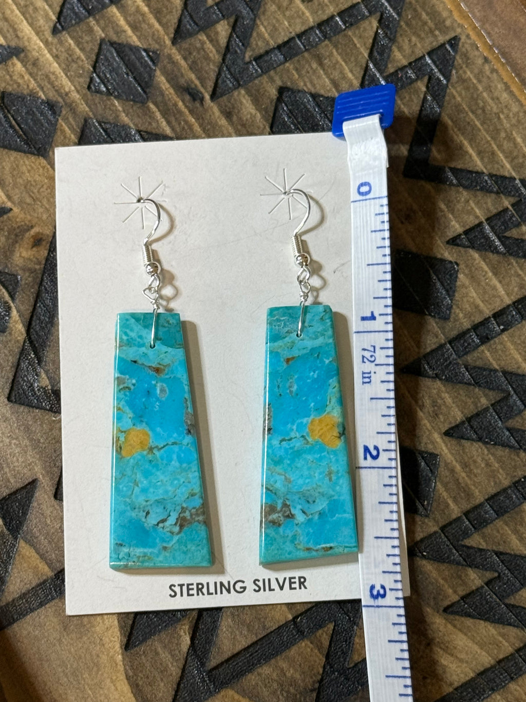 Jameson Pete Navajo handmade turquoise slab earrings