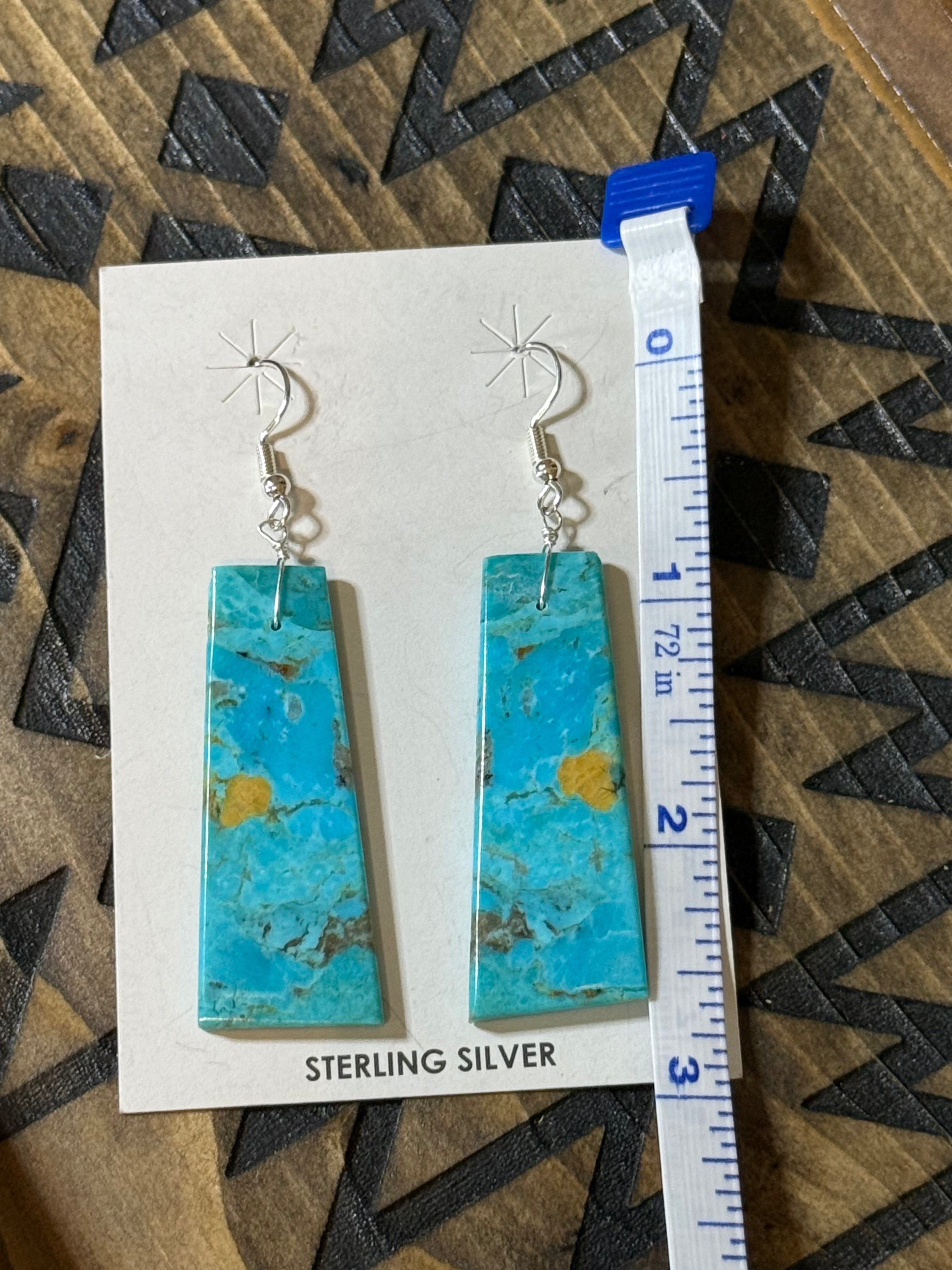 Jameson Pete Navajo handmade turquoise slab earrings