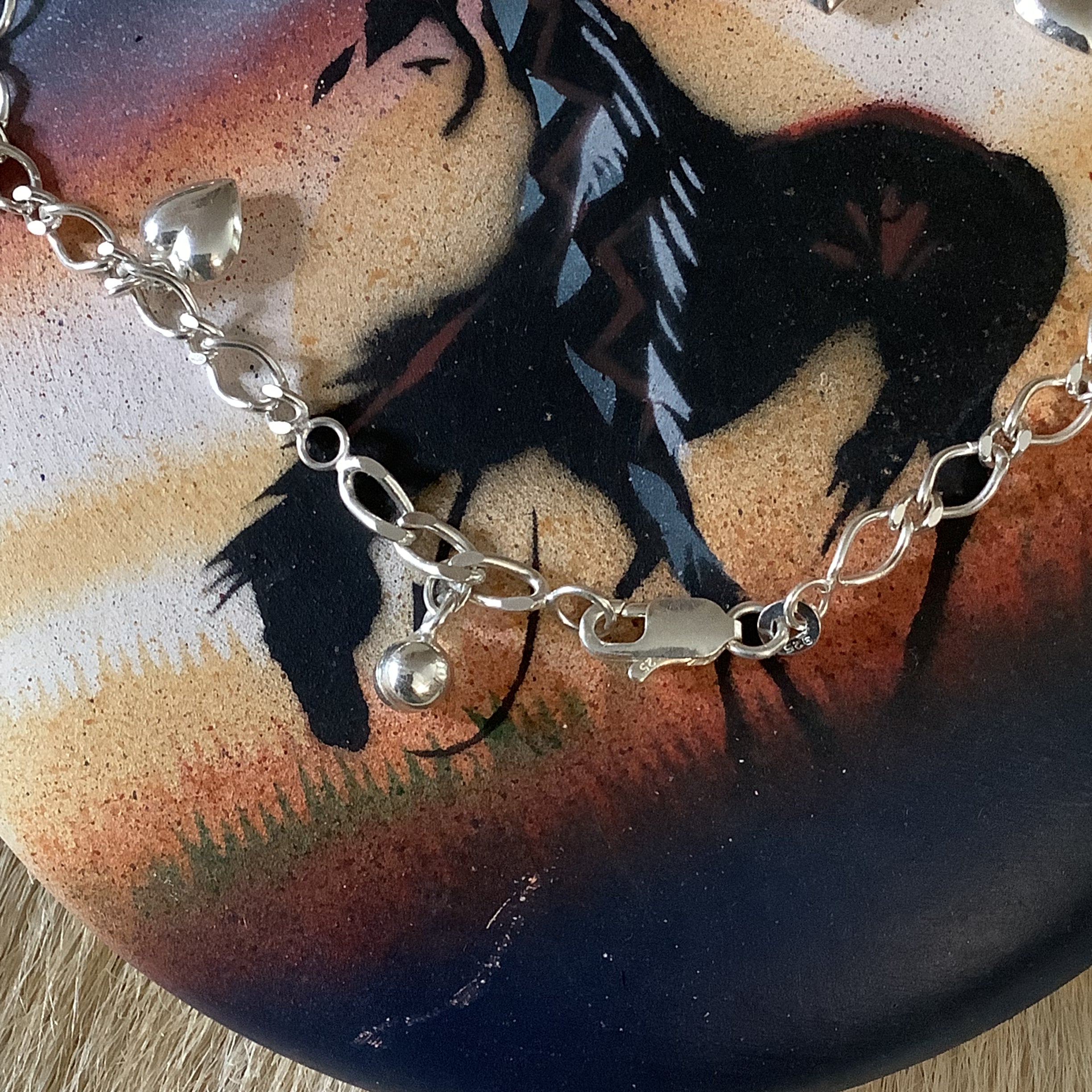 Sterling silver bubble heart bracelet/anklet