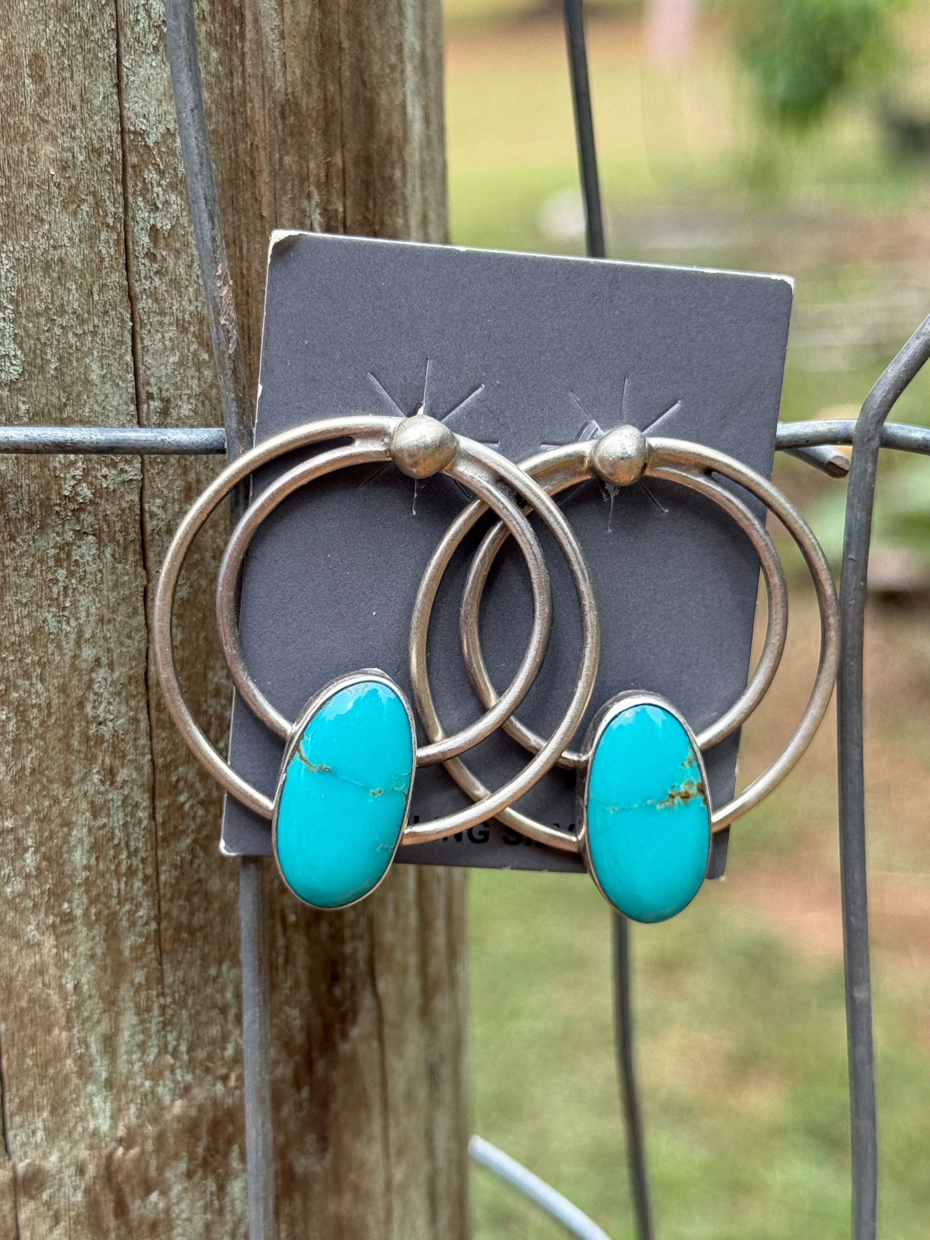 Geraldine James Navajo Kingman turquoise earrings