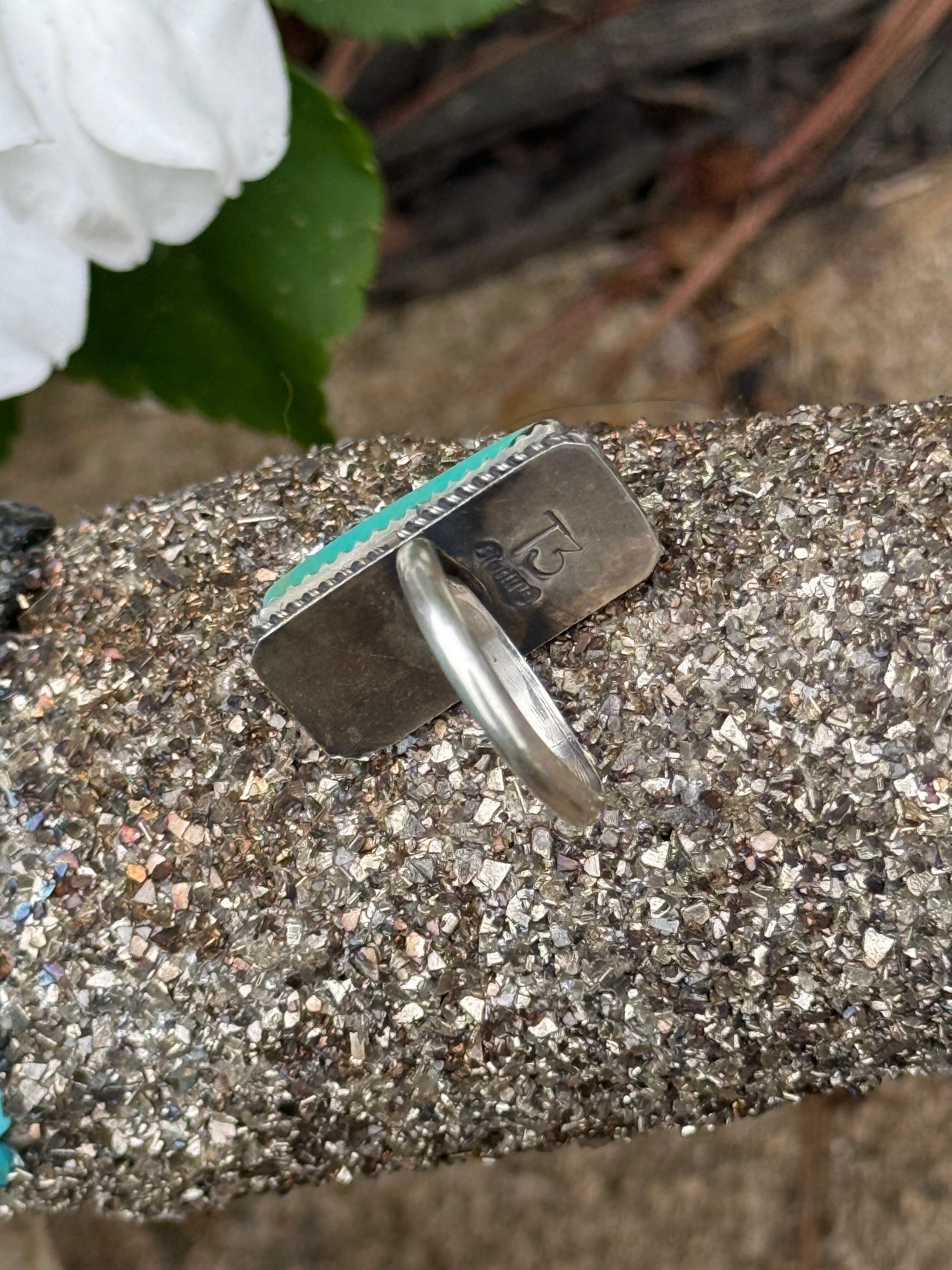 Navajo Tia Long turquoise bar ring