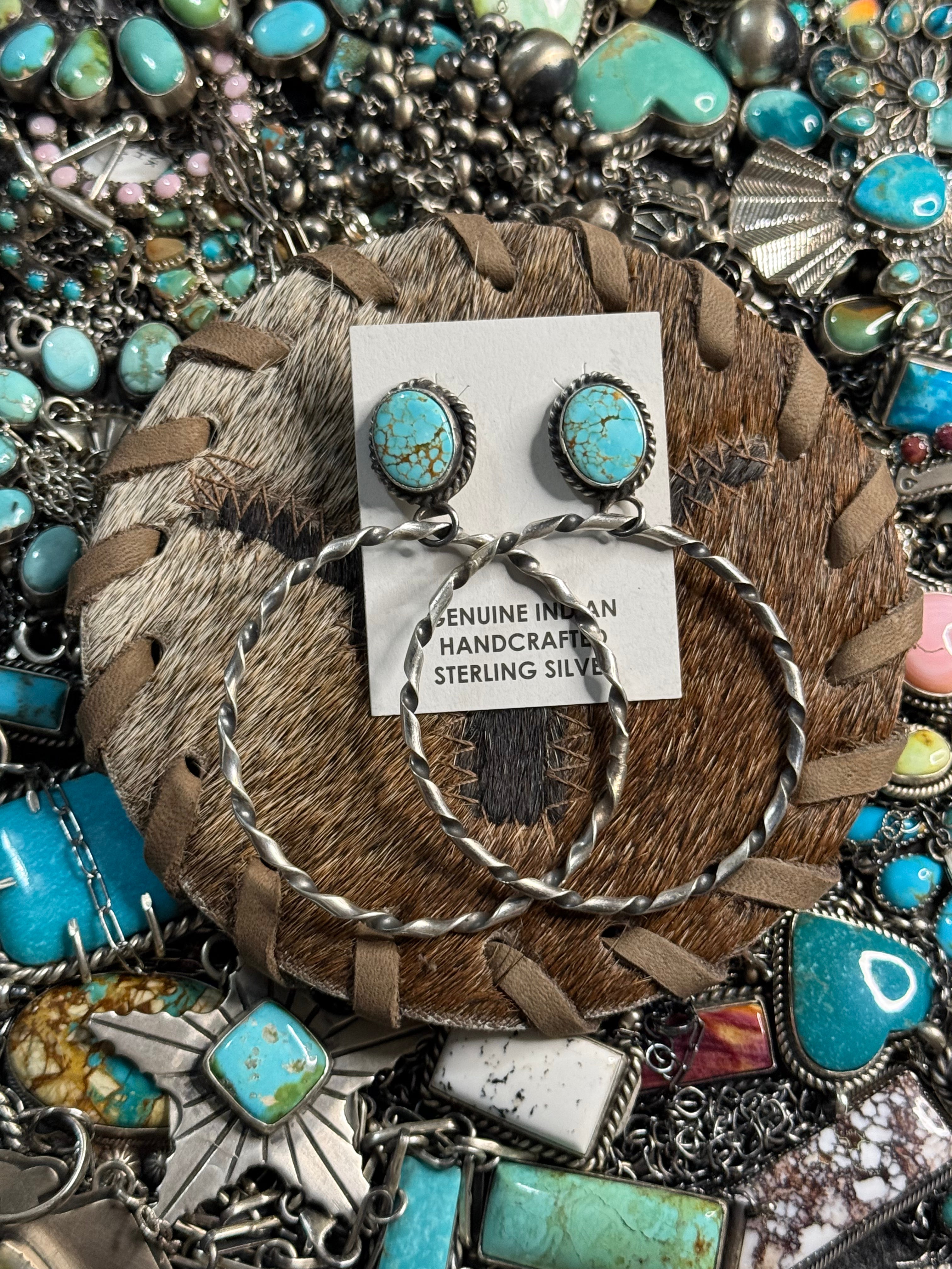 Native Elouise Kee turquoise hoop earrings