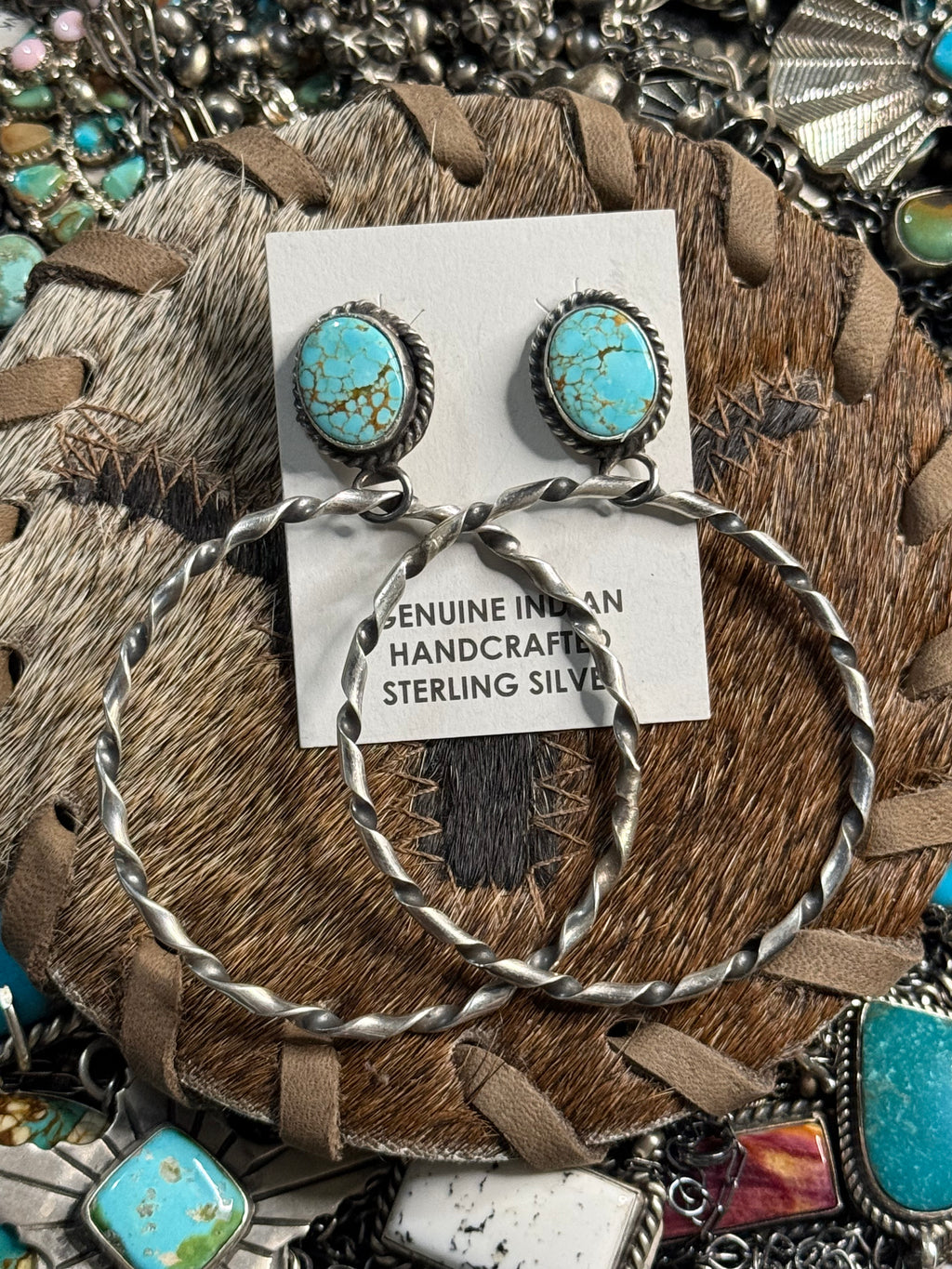 Native Elouise Kee turquoise hoop earrings