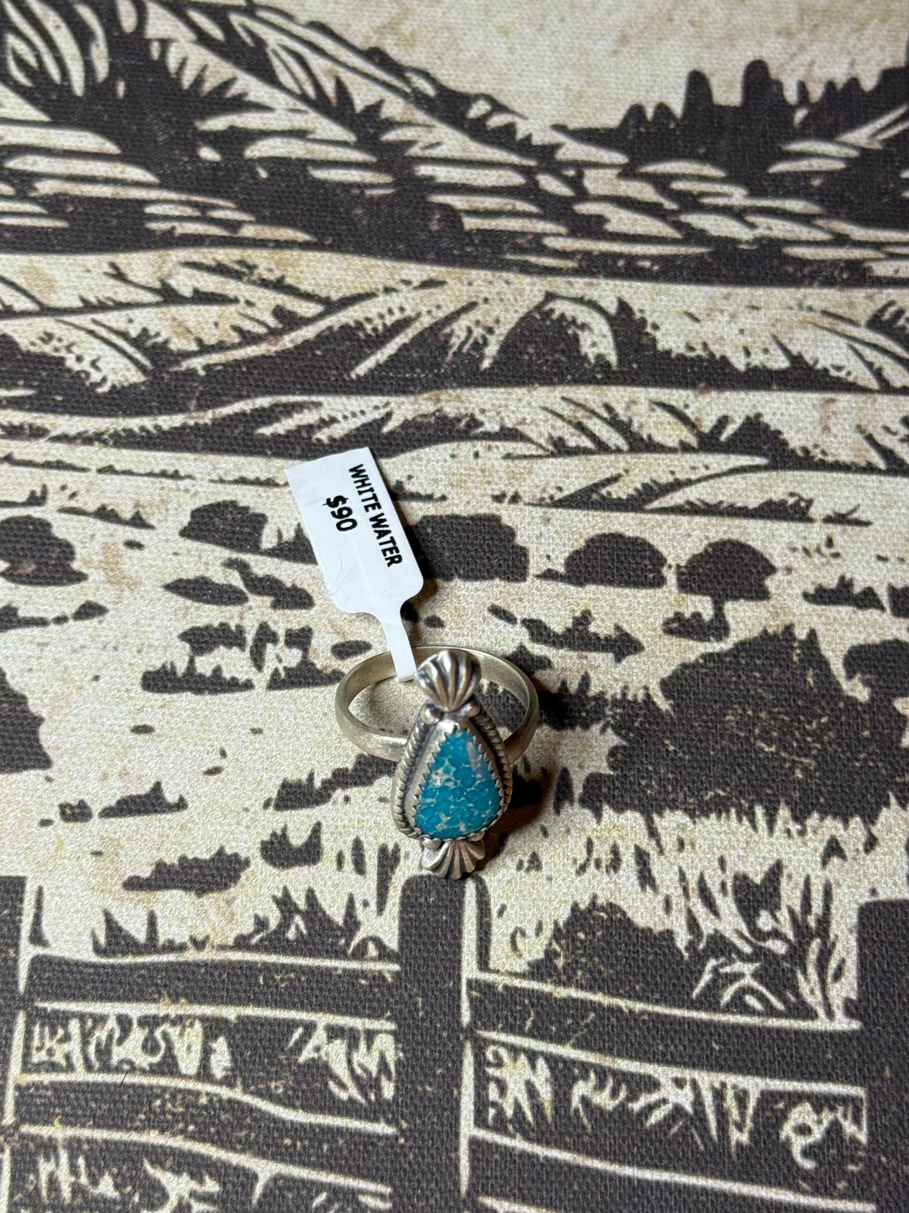 White water turquoise adjustable ring