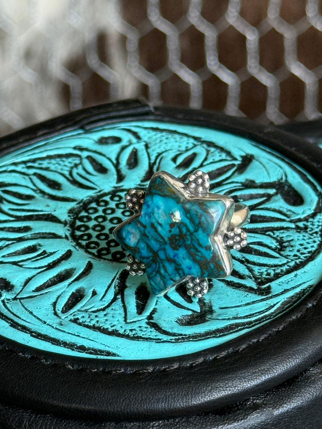 Turquoise star ring