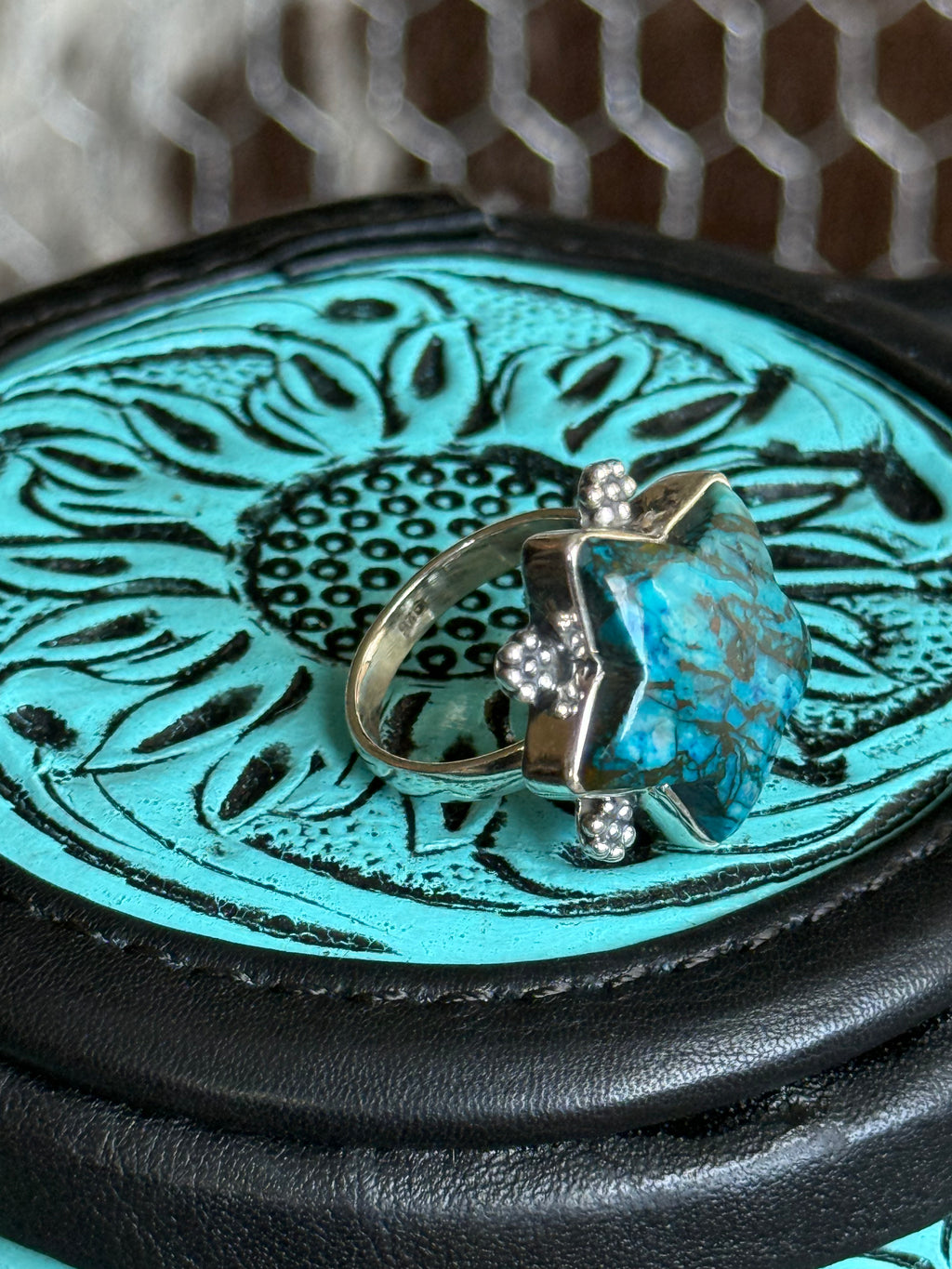 Turquoise star ring