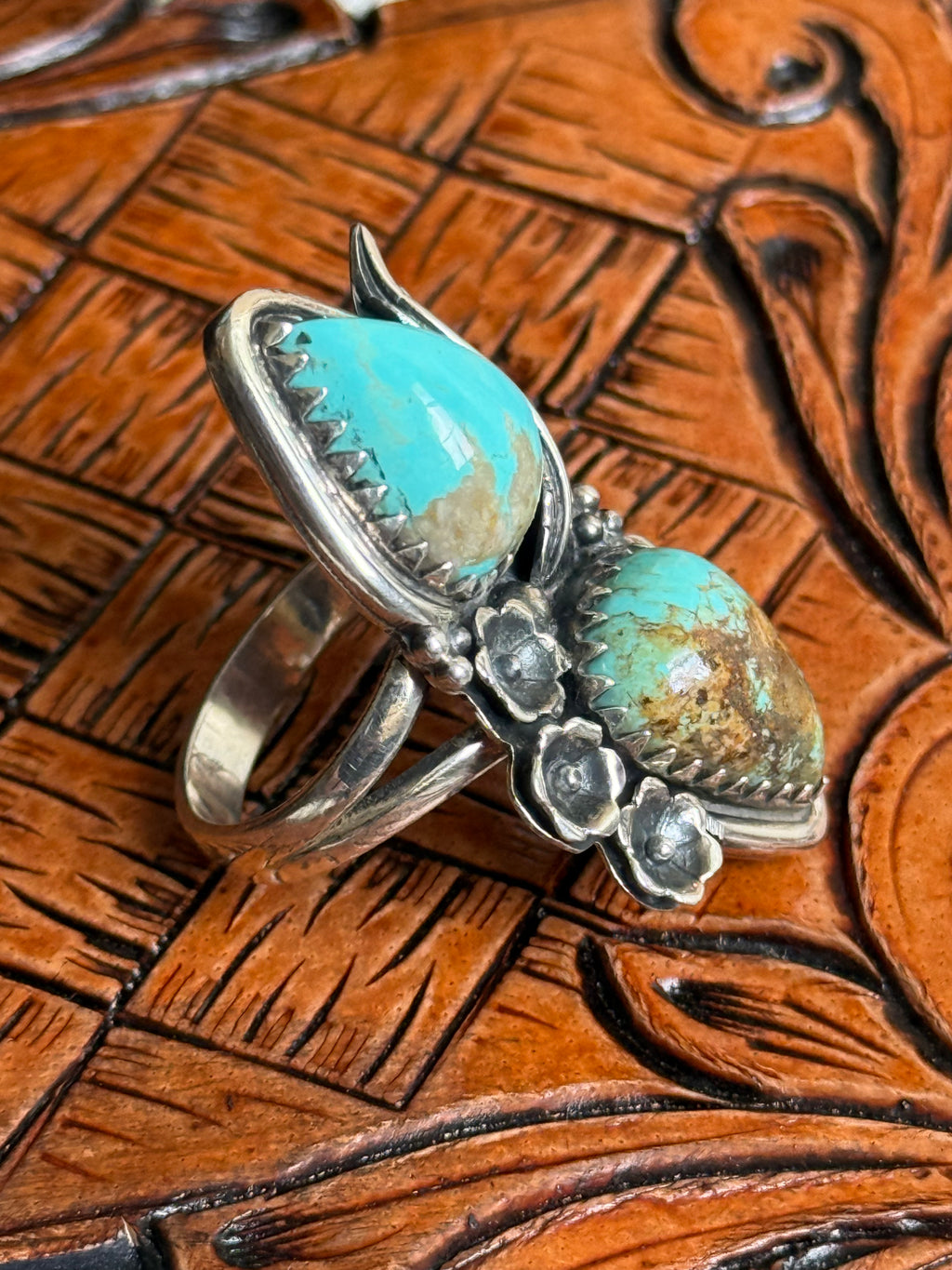 Turquoise 2 stone ring